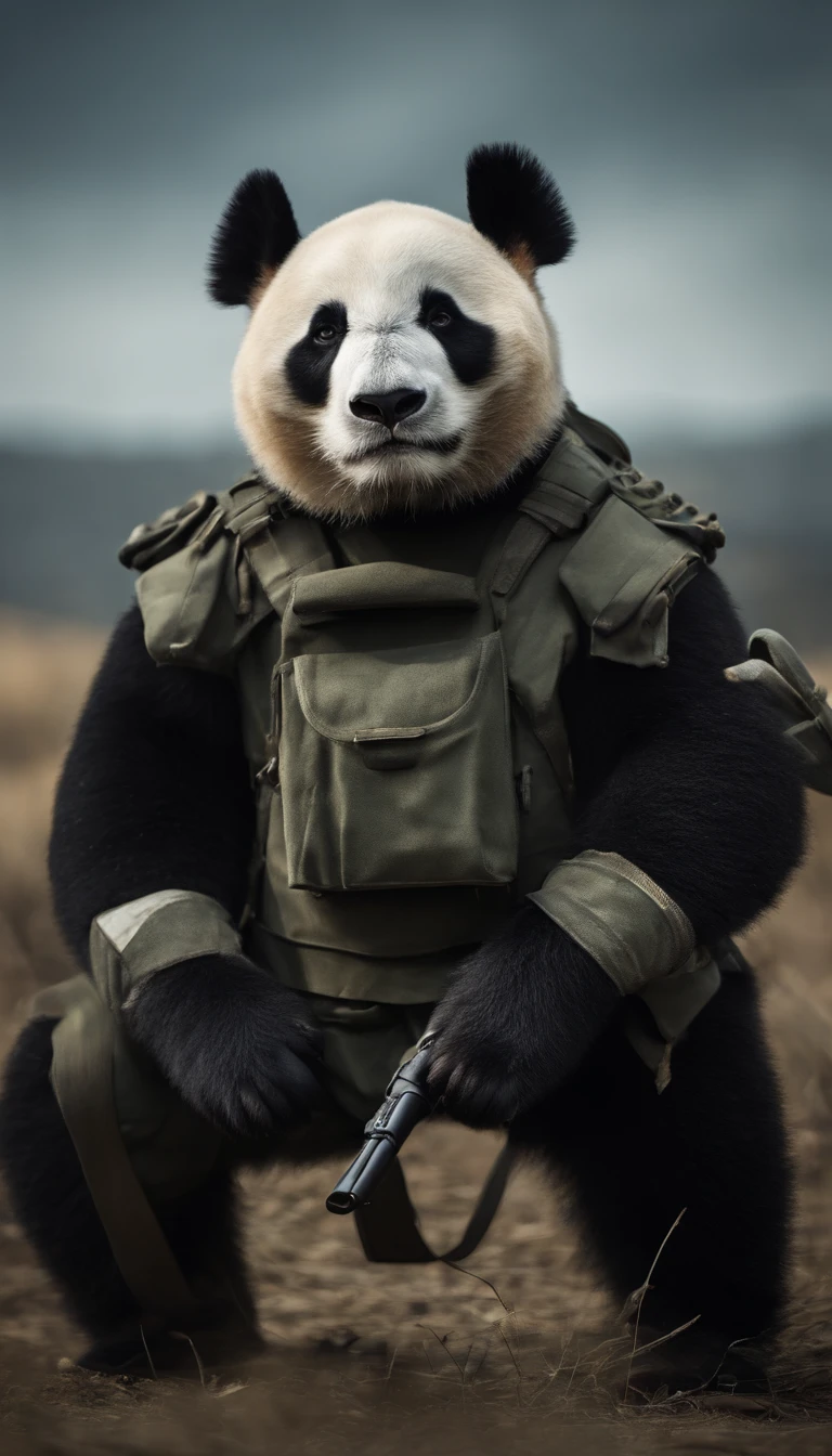 Giant Panda,Wearing military uniform,fight