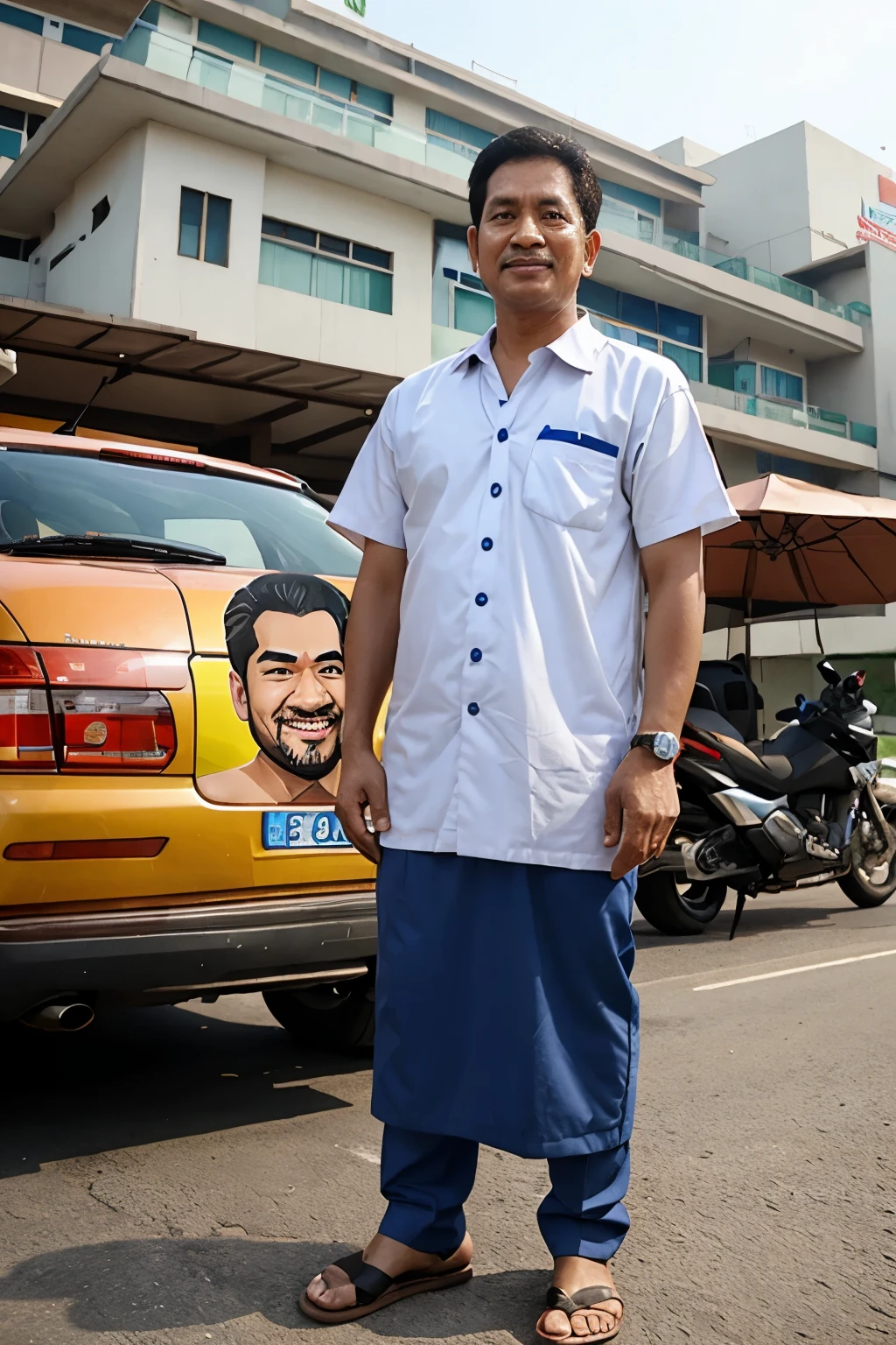 4d caricatures, Indonesian men, will be treated with bpjs and long queues, hospital background