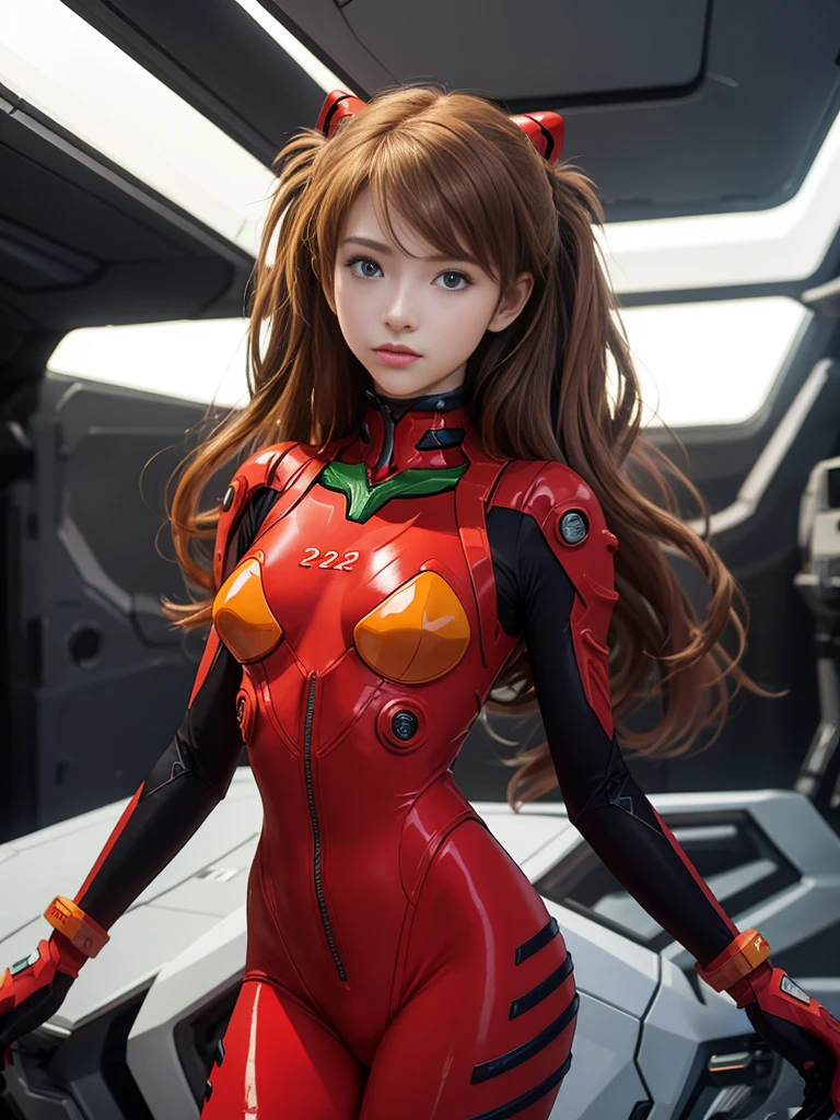 （俯瞰number），Dynamic angle，Dynamic poses，Super detailed，number，close-up of，Direct，1 girl huge ，Soul Asuka Langley，
 （（Soryu Asuka Langley，Interface Headphones，Red tights：1.5，Blonde）），彼女の目はLike a dream星のように輝いていた，（Glowing eyes：1.233），（Beautiful and delicate eyes：1.1），（Poker face，Please shut your mouth），（Standing），
（Mechanical room with tools and spaceship windows inside white spaceship），
（night：1.2），Like a dream， [[Slender fingers and hands：0.55]：：0.85]，（Finger details），