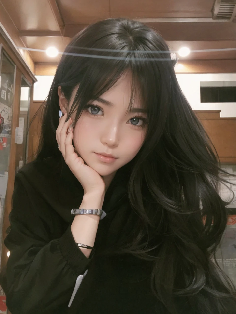 (best-quality:0.8),, (best-quality:0.8), perfect anime illustration, extreme closeup portrait of a pretty woman walking through the city