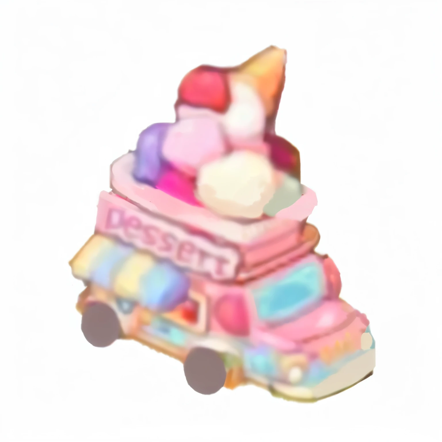Dessert shop，Dessert cart，Cartoon Style，Disney，Q version style，interesting，Overlooking