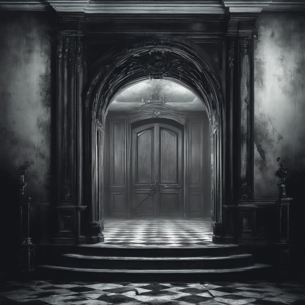Mysterious Mansion、A stubbornly closed door、Hooded group、Thick Fog