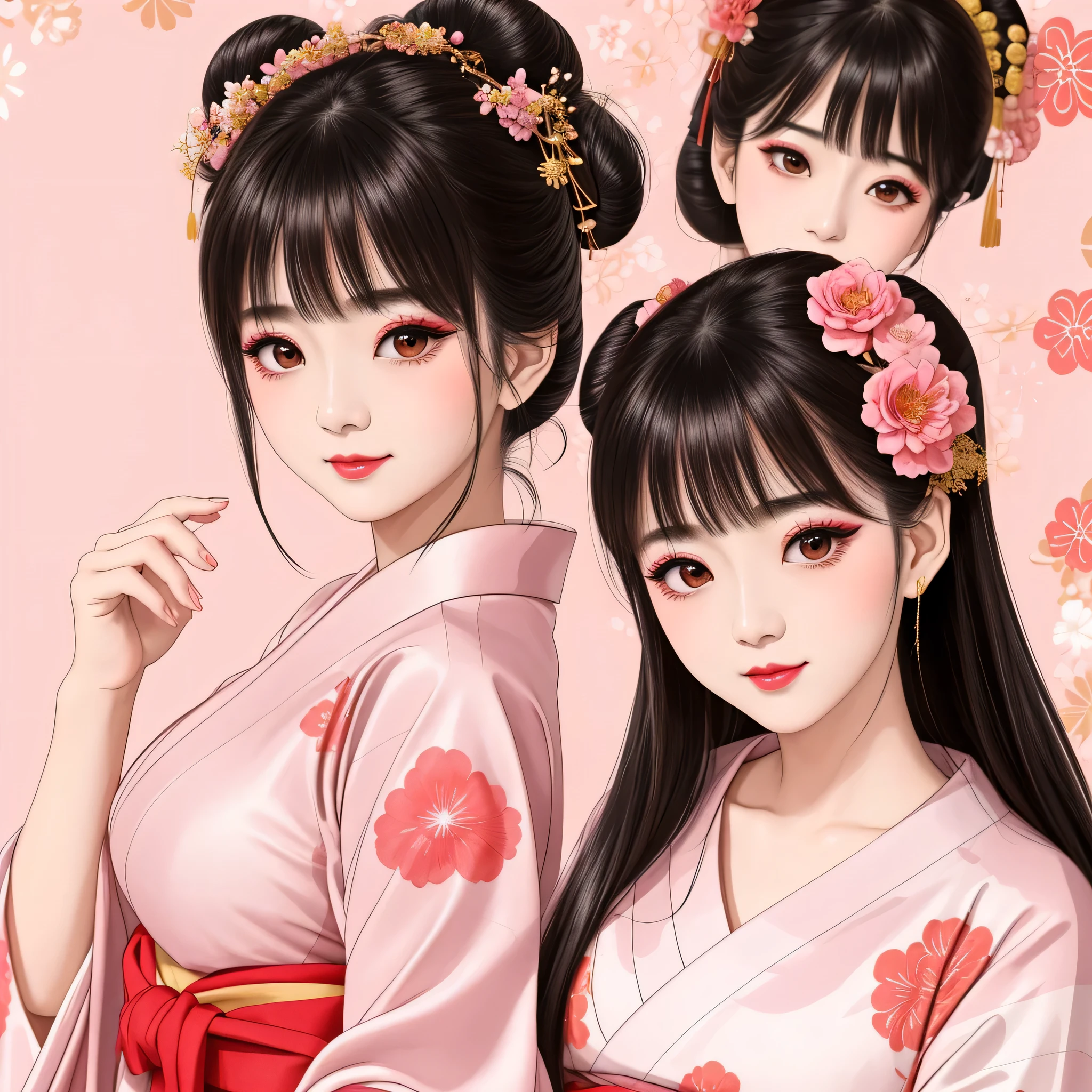 Each has a different expression2People and sisters、(2 girls)、⦅Dancing traditional arts with grace)、((Big Breasts、Small Face、Not exposed))、highest quality、masterpiece、(Black Hair、Bun Hair)、Brown Eyes、⦅Wide angle、Angle from above the waist、Pause on the magazine cover、Their gazes are different, gazing into the distance⦆、(8K High Quality、masterpiece、High resolution、Realistic and beautiful light and shadow、(highest quality)、(High Resolution)、(Very delicate and beautiful)、(Beautiful 8k face)、(With a smile、Beautiful eyes)、(Clear skin)、(Soft hair)、(8Head to Body)、(A Japanese style yukata kimono with red, pink and orange floral patterns on a white background, interspersed with gold powder、Wearing a yukata2Beautiful Japanese girls)、((Tanabata decoration background))、((Small Face))、(arms up)、Thin and small nose、(Red lipstick)、(Make your cheeks red)、(Glossy skin)、((Ink painting style))、Very thin eyebrows、Overall ultra-high image quality、(She is wearing maiko-style makeup.)、Whitening、Long and beautiful eyelashes、Glowing Skin、(Red cheeks),Straight nose、masterpiece、highest quality、whole body、 Eyebrows visible through hair、Bun Hair、Grin、Gal、Gal、Viewer's Eyes、Plaid、Stylish、woman、fine、Pause、
Waiting to start