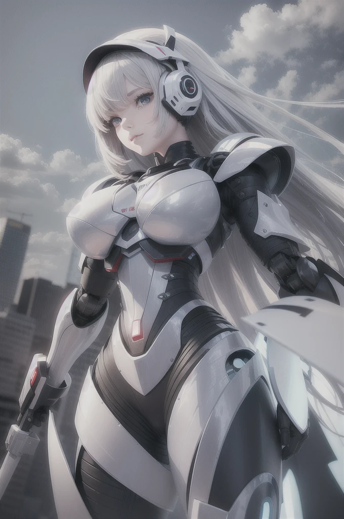 Alafid woman in futuristic suit holding a sword and a sword, Cute robot girl, Girl in mecha network armor, Beautiful white girl robot, Female robot body, Perfect robot girl, Perfect anime robot woman, Beautiful boy, Robot-Silver Hair Girl, Armor Girl, Beautiful and charming woman