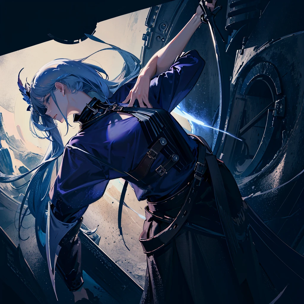 (masterpiece, top quality, best quality, official art, beautiful and aesthetic:1.2), extreme detailed,a girl holding a sword,highest detailed, dramatic situation, dramatic lightning