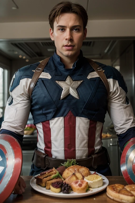 ((Best quality)), ((chef-d'artwork)), (detailed), visage parfait
Affiche d’un Hero de nommant capitaine Mardi gras (se basant sur captain America) who fights against obesity