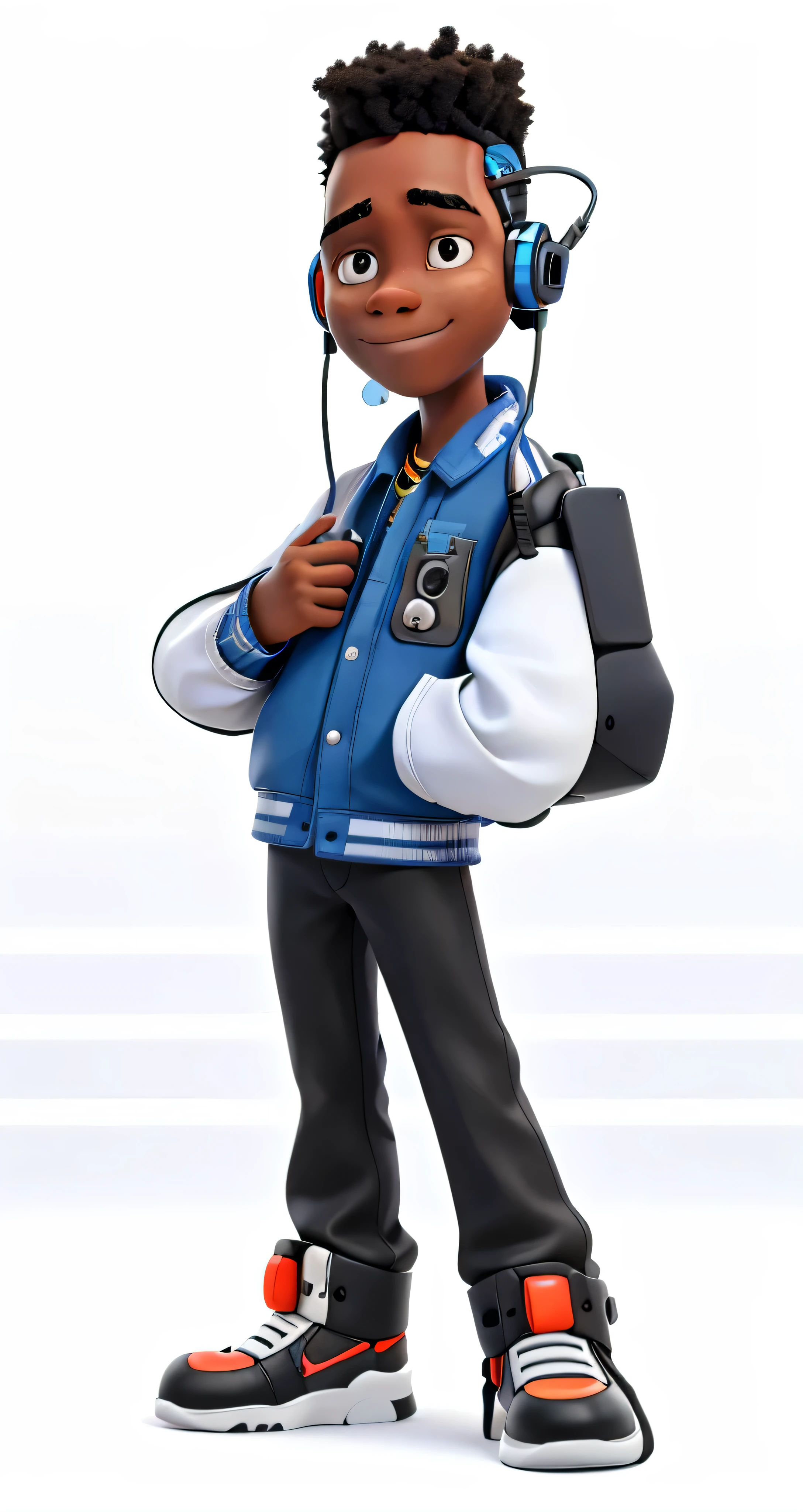Future technology,Black person,boy,Wearing headphones
