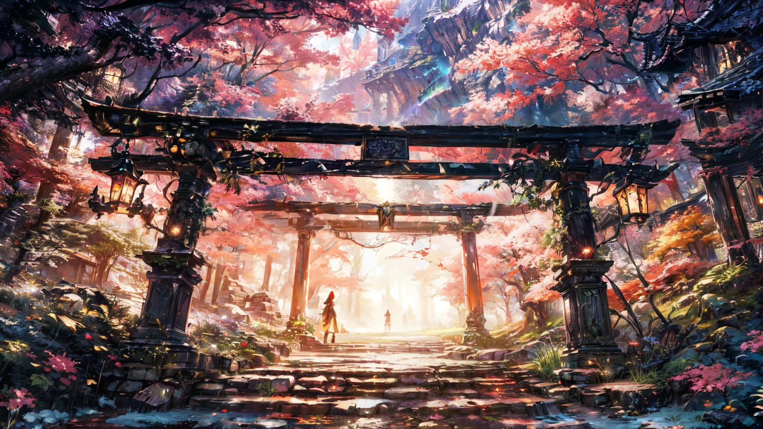 (masterpiece, highest quality, highest quality. official art, beautiful and aesthetic:1.2). A stunning matte painting depicting a stone building in the middle of a forest, dark fantasy setting, A mesmerizing magical fantasy forest, House of the Witch in the Forest, highly detailed fantasy art, detailed fantasy digital art, digital 2d fantasy art, detailed digital 2d fantasy art, Inspired by Andreas Rocha, enchanted and magical forest, fantasy art style, Unreal Engine Fantasy Art, magical fantasy forest anime background fantasy paradise, sunset, intricate details, Realm of mythology, digital masterpiece, 14K resolution,