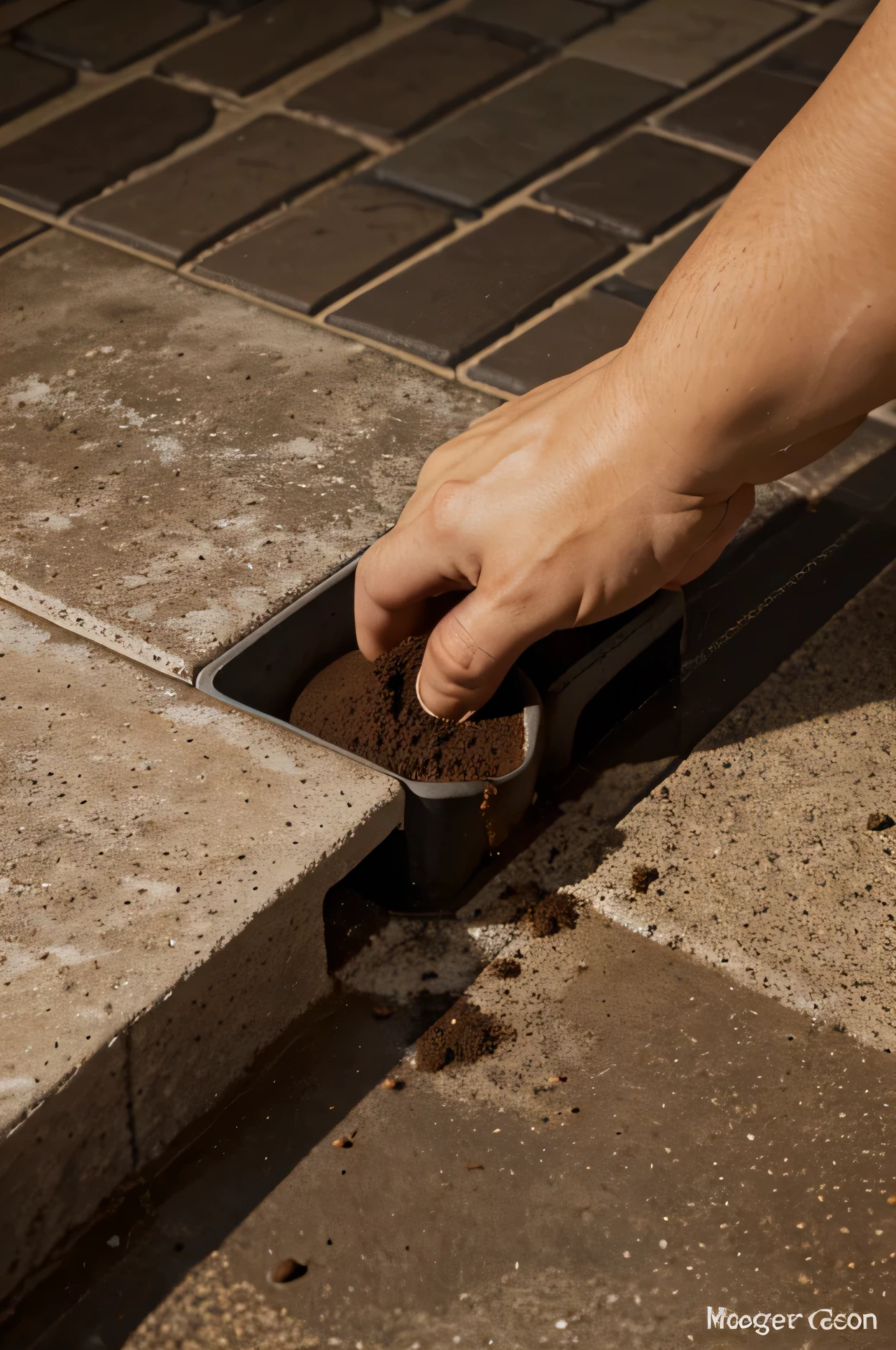 Concrete tiles can come in many different sizes and shapes, from 20x20 cm square tiles, 20x10 cm rectangular tiles, to hexagonal tiles. The tiles have smooth or rough surfaces, with the natural color of mixed concrete. mixed with light brown to dark brown color of coffee grounds.: The texture of the tile can clearly see small particles of coffee grounds, creating a slightly porous surface and a certain roughness.