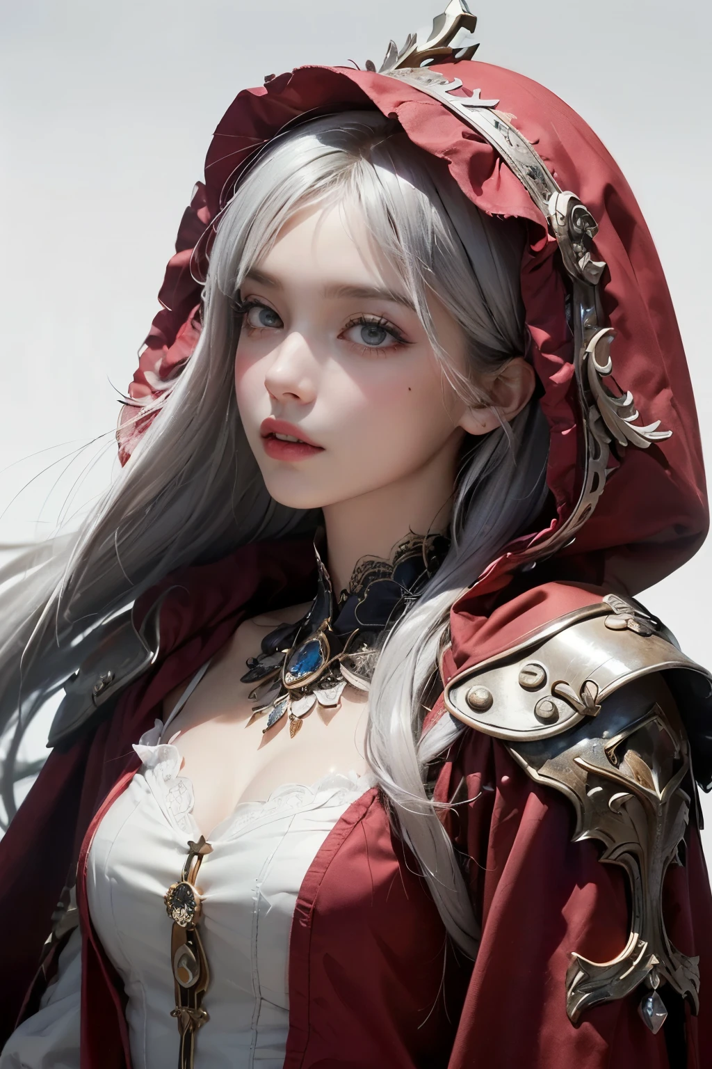 mpts
Copy
(((masutepiece, of the highest quality, super detailed))), hand drawn style, hand painted style, watercolour, sketch, a knight, white background, plain background, Bloodborne inspired, tatty Bloodborne attire, occult aesthetic, occult, tatty red and white clothing detailed and intricate steampunk and detailed gothic lolita (with a hood), diadems, long coat, very thin long legs, Complex mechanical boots above the knee, Fluttering lace flared long dress with frilly petticoats, beautiful small breasts directed upwards, (((( Highly detailed face))), small thin nose, Small thin lips mouth, (((Very sharp focused eyes))), Very large slit precision pale grey eyes that shine like jewels. very long eyelashes, Silver hair swaying in the wind, Emitting a dazzling light in a mandala pattern, white background, Very dramatic and cinematic lighting, tatty damaged old red and white clothing, full body, whole body, body, cosmic horror, grim dark