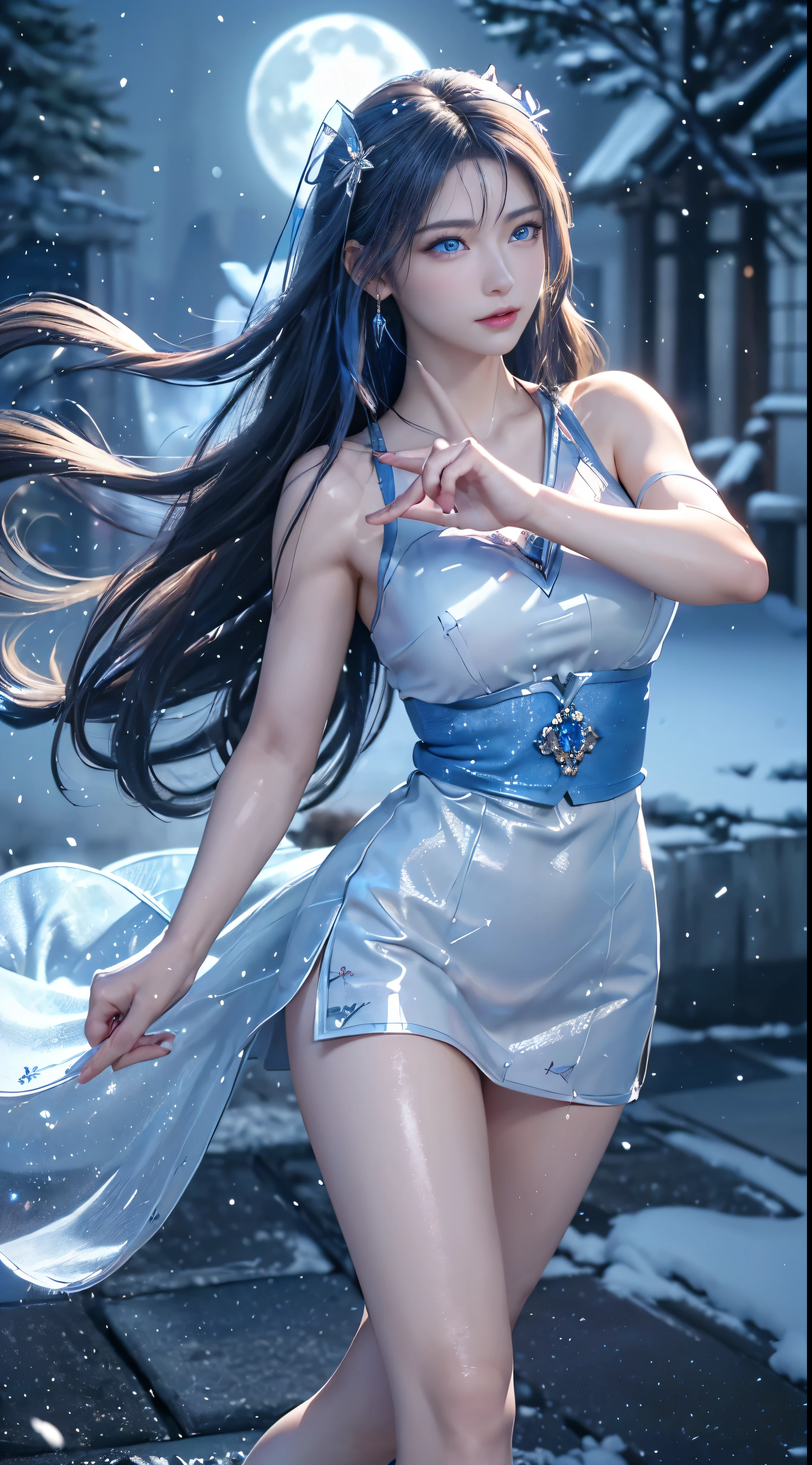 (From the waist up:1.5)((masterpiece:1.5、8k、Portraiture、フォトリアリスティックでVery detailedなCG、Very detailed、Particle Effects、Dynamic Effects、Written boundary depth、Cinematic Light、Lens flare、Ray Tracing、Tabletop、Realistic:1.4、Ultra-high resolution:1.2、Realistic、Realistic))((alone、Turtleneck dress,No sleeve、Woman in a black fur coat:1.4、Exposed sideways breast doll-like pose、Detailed face、bright表情、young, bright, Whiter skin、Small breasts:1.4、Best Looks、Ultimate beauty、Grey hair with shiny highlights:1.8、bright and shiny hair,、Arranged Hair、Hair dancing in the wind))(morning、In the background is a snowy hill overlooking the ruins...)