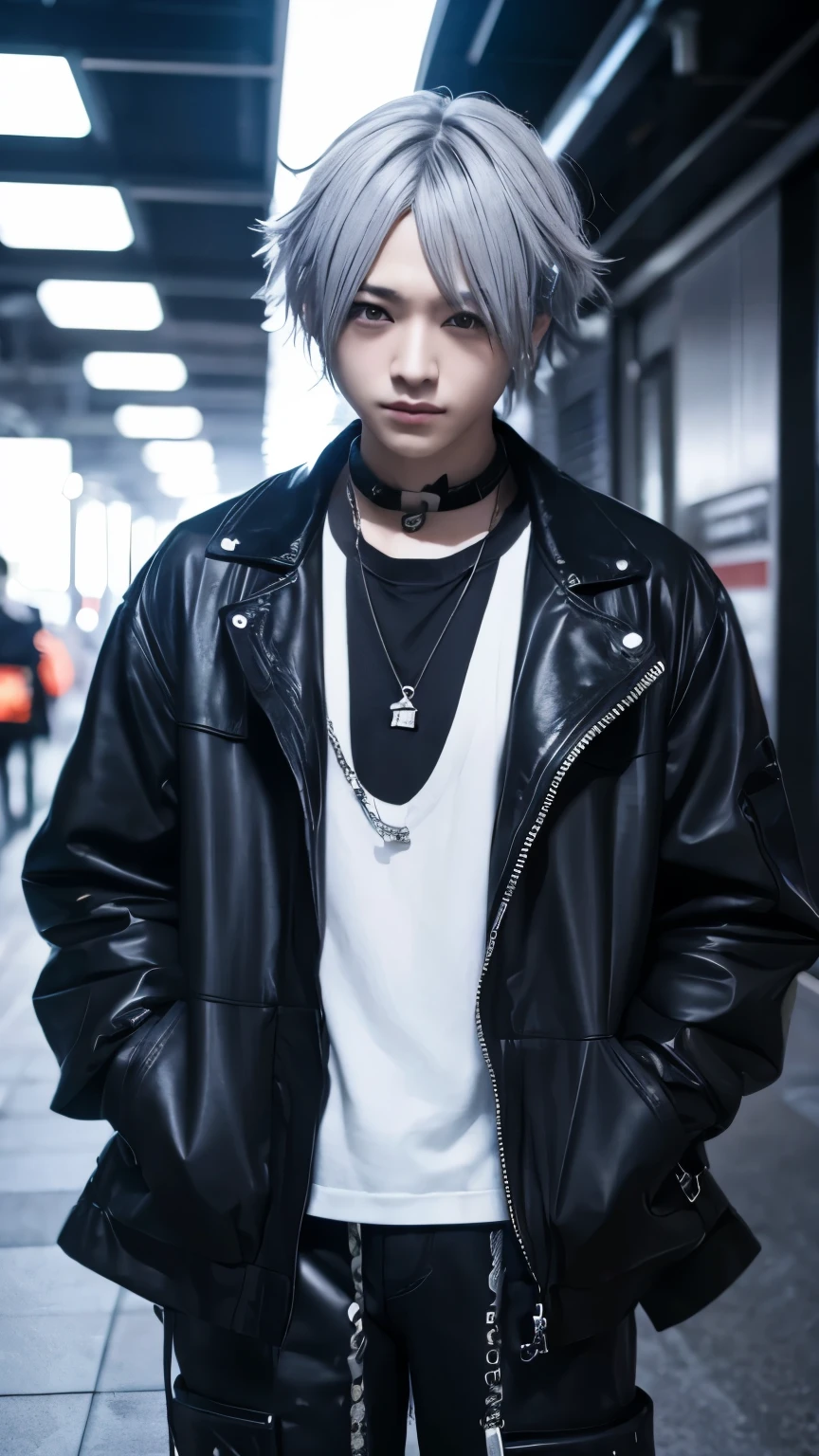 Men's Underground Idol、Gray Hair、make、Visual Kei、cyber punk、boy