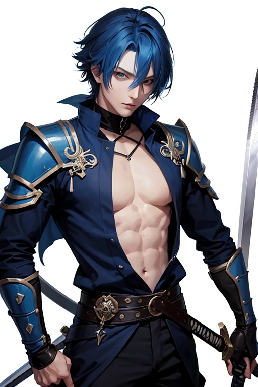 liquid thong,  male focus, gloves, 1boy, solo, long hair, blue hair, earrings, jewelry, simple background, black gloves, water, ponytail, low ponytail, grey background, extremely handsome male, (naked body), wearing micro black tiny g-string, visible bulge,  mage long red robes, single earring,  nipple rings, bangs,  liquid hair,  sky print,