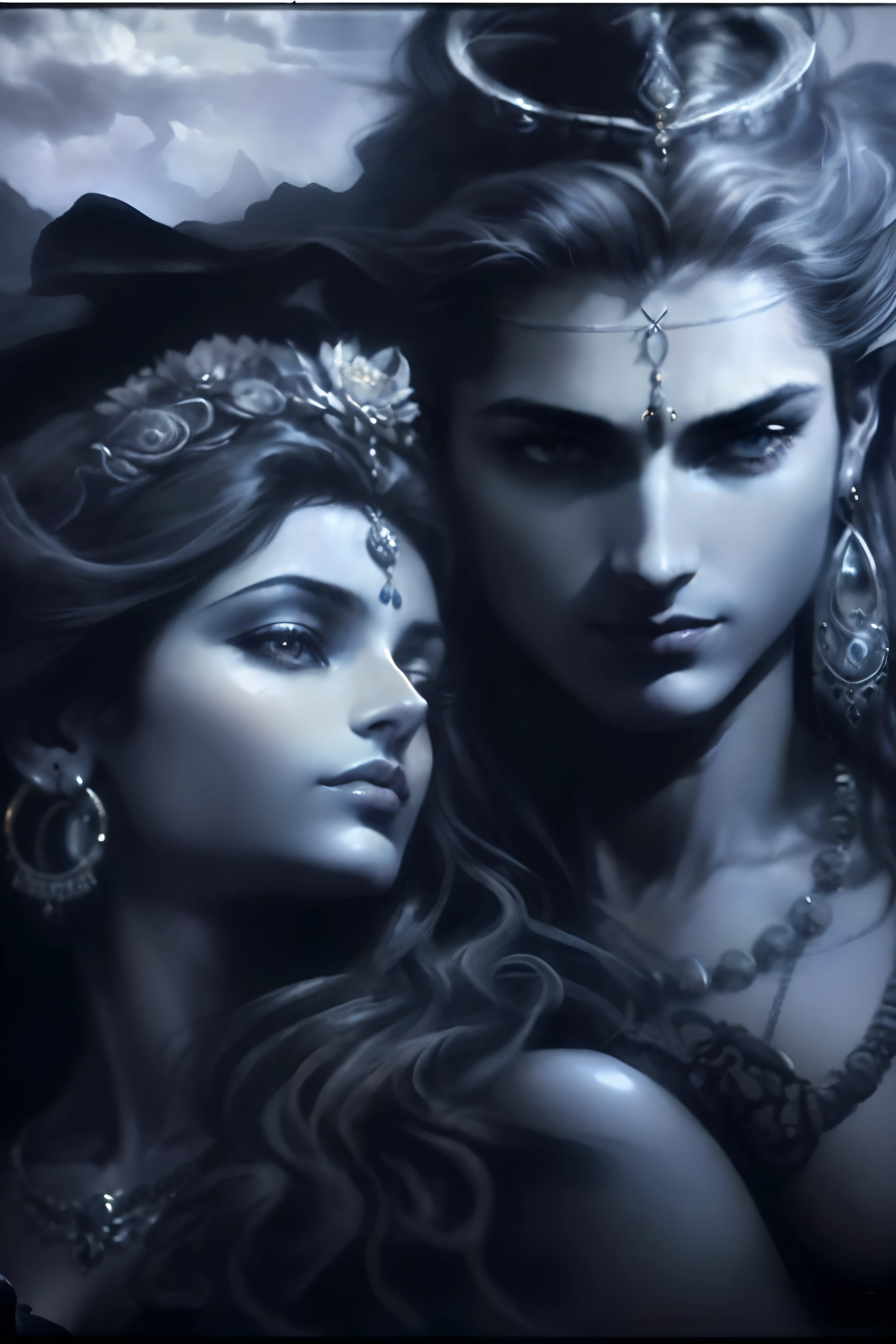 ((realistic:1.5)),((Best quality)), ((masterpiece)),((detailed)),
(1 Girl), {Beautiful woman in sari},
(Upper body:1.3),ultra wide angle lens,focus on the face,
mature,sexual,toned muscles,Long legs,lush, barefoot, split,thick thighs,wide hips,
green eyes,long hair,floating hair,long eyelashes,
(detailed face,beautiful eyes, detailed pupilss,detailed clothes features, clear background:1.3),
(Bindi,Jhumkas:1.3),
(dress,Bracelet, Her, soldering,Maang Tikka,Jhumkas,with belt,Braceletы:1.3),
mysterious ancient ruins, Lush forests, deep canyons,Bridge,River,cliff,cloud, lakes,stone,waterfalls, flowers, grass, fog,vine,tree, smoke,
best shadow,Vivid details,spicy,perfect composition,
difficult, spicy фокус, dramatic,
Frank Frazetta,Julie Bell,Olivia De Berardini,Luis Royo,by boris vallejo,
(mirror lighting:1.3),rim light,