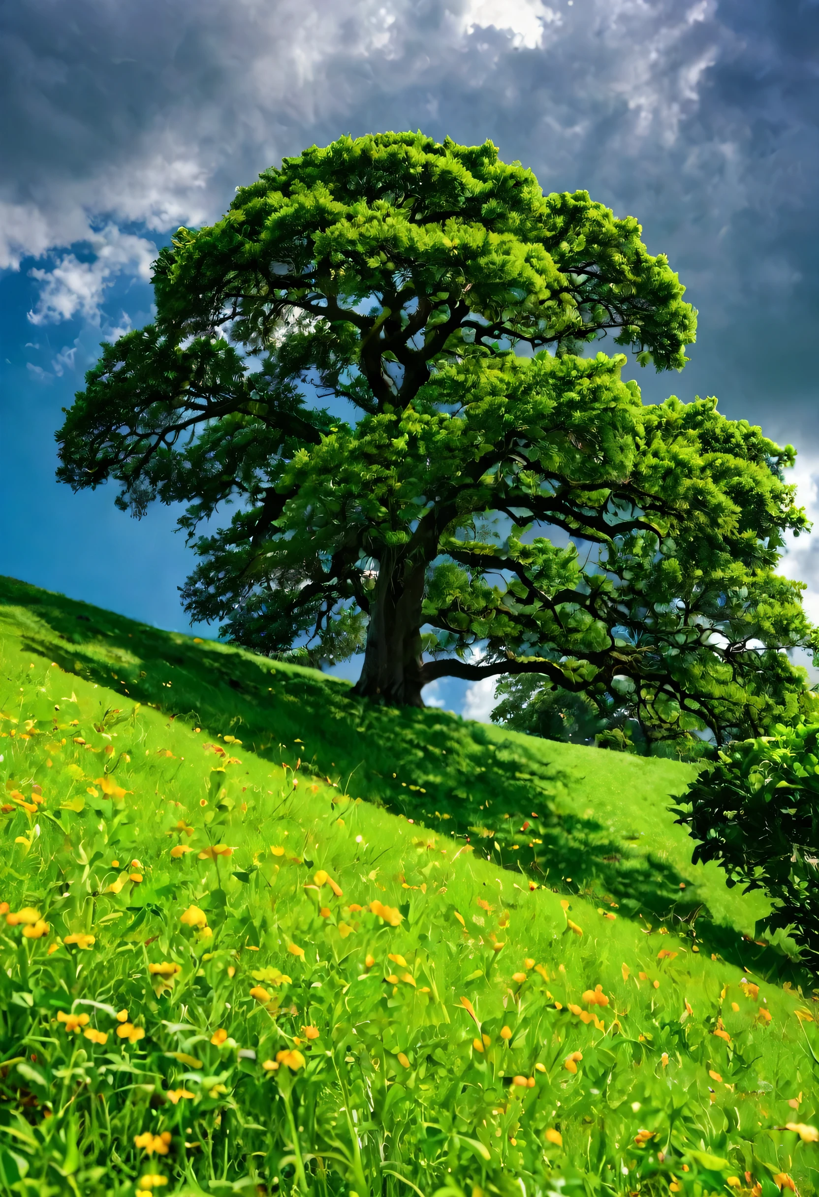 On a hill, a dense tree, 4k.