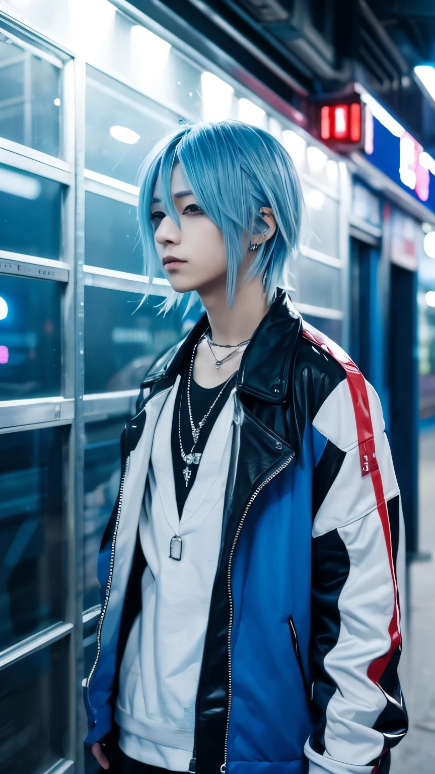 Men's Underground Idol、Light blue hair、Gradation、make、Visual Kei、cyber punk、boy