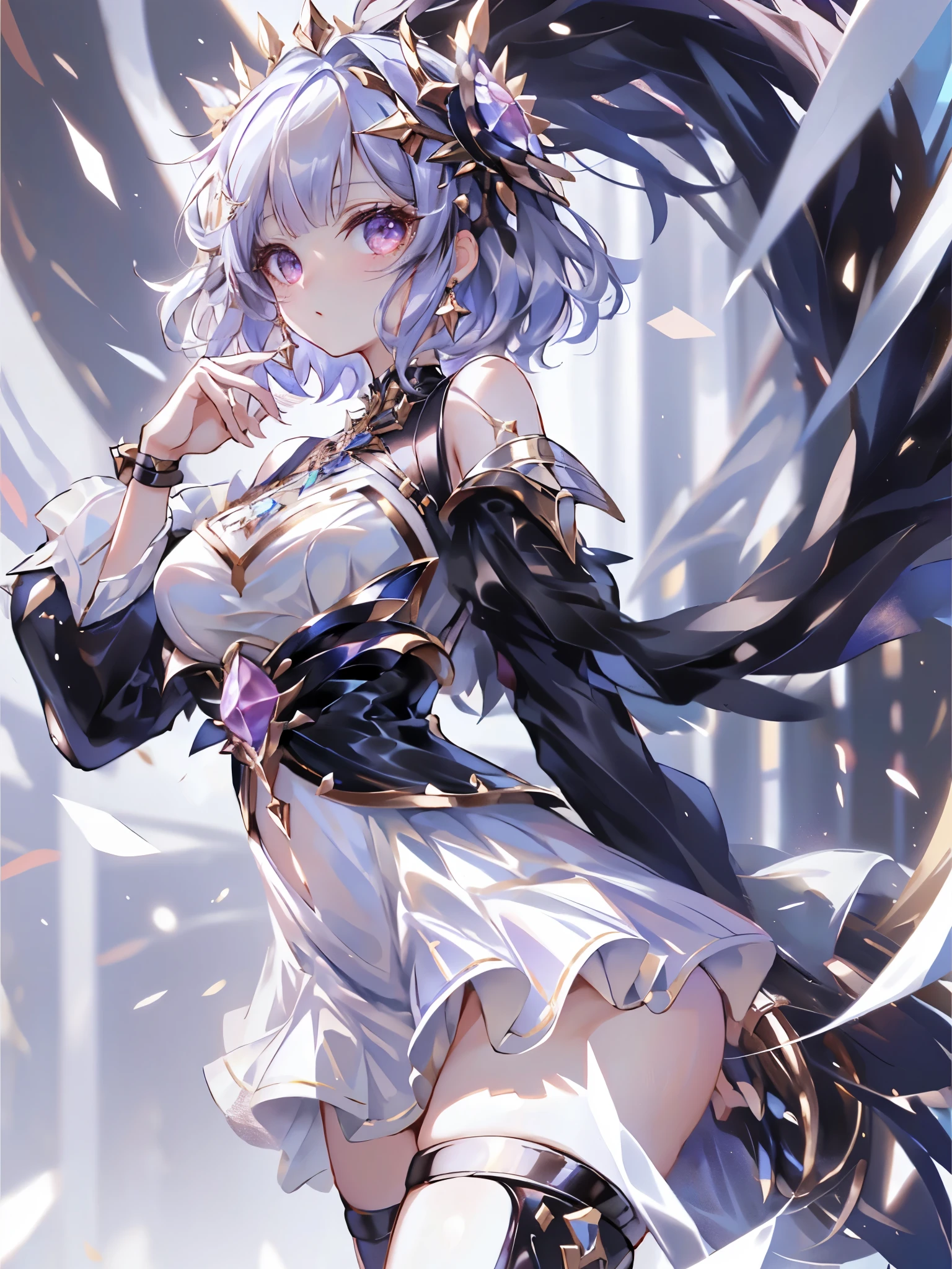 Super beautiful big shining eyes、Best Quality, 1girl in, nffsw, Solo,  Long hair,  Short hair,  Dress,