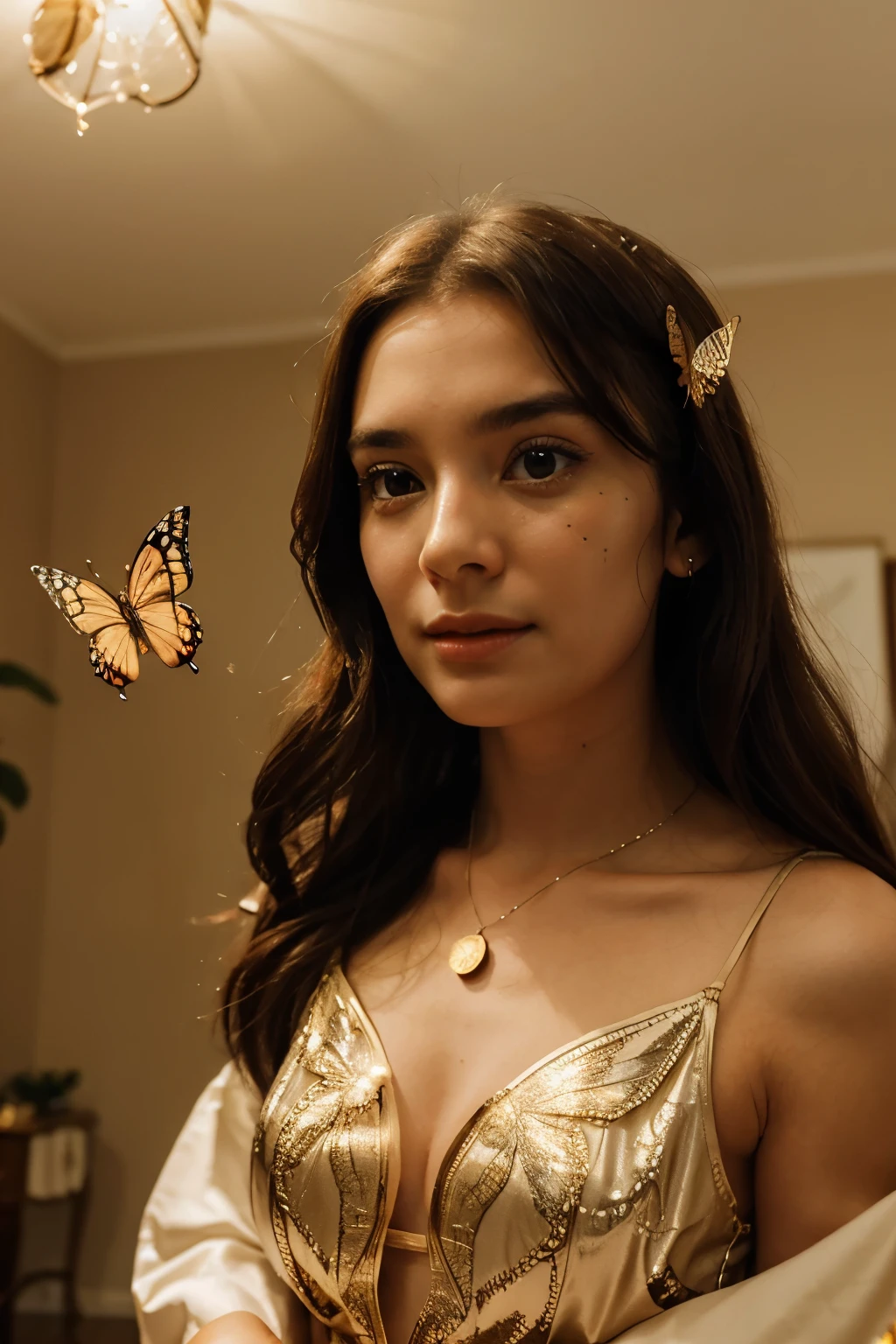 Lily gasped in surprise. The butterfly flew around the room, its wings sparkling like the coin.