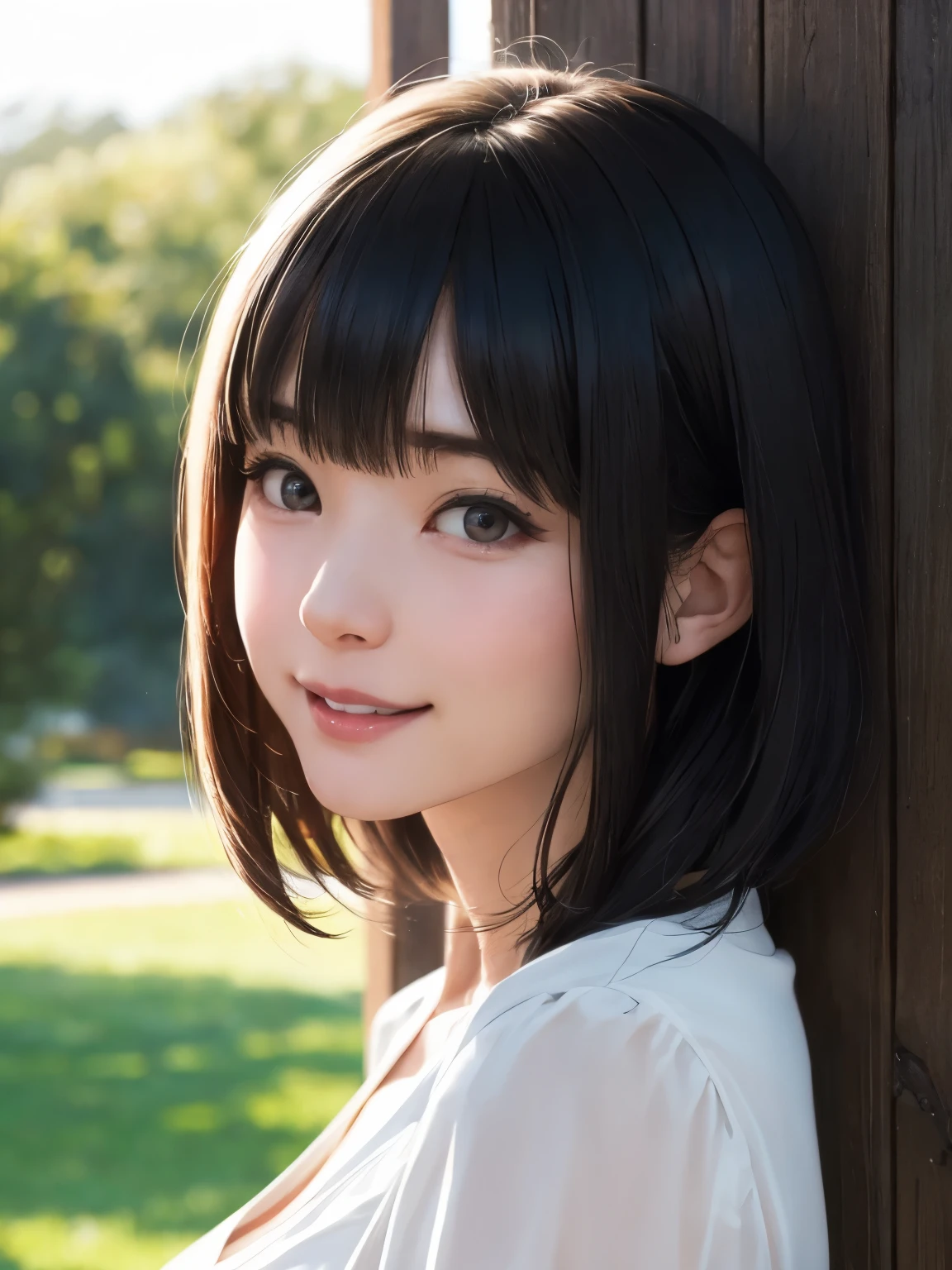 1 girl、highest quality、Realistic、alone、Written boundary depth、Natural soft light、Daytime、charm、Beautiful Face、Cleanliness、Pure Face、White skin、cute、short hair、prohibit、Beach、Light of the sun、Nedium Breast Body Esbian、((セーターを着たBeautiful Faceの黄金比 対称性のあるBeautiful Face))、Long neck、Listen carefully、prohibitのあるきれいな短いボブヘア、Laugh with your mouth closed、Perfect hands指、Perfect hands、Perfect body、Perfect Face、Shine a light into your eyes、Perfect Anatomy:1.4、とてもcuteスーパーモデル:1.4、{Huge|big|Hugeな|Mega} chest:2, chestの谷間:2、Transparent、Transparency、glosoisture、shine、Cool feeling、Beautiful Landscape、Beautiful blue sky