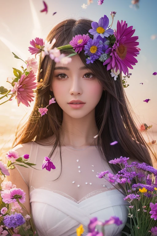 (beautiful woman with a bouquet of flowers:1.3), (digital artwork), (double exposure style:1.3), 
BREAK
(abstract Cubism, Geometrization:1.3), digital art, white background,
(wearing Dresses that turn into particles in pieces.:1.2), multiple colorful flowers,
BREAK
(wearing Dresses turning into particles of light:1.2), multiple colorful flowers,
BREAK
Best quality,