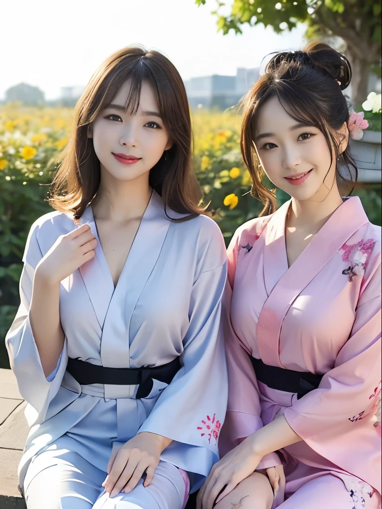 ((sunny、smile、Yukata、Expanding the highest quality、32k、masterpiece:1.3))、Take a bath、Delicate skin、Laughter、1 Slender Beauty:1.3、(F cup large:1.1、Slim Abs:1.2)、(underwear)、(Highly detailed face and skin texture、fine grain、double eyelid、fine grain)、(Big eyes:1.3)、(clinic、Spread your legs)、(Super Beauty、Sharp focus:1.1、35mm lens、See through、garden、smile、sunny、2 people、Chest to chest