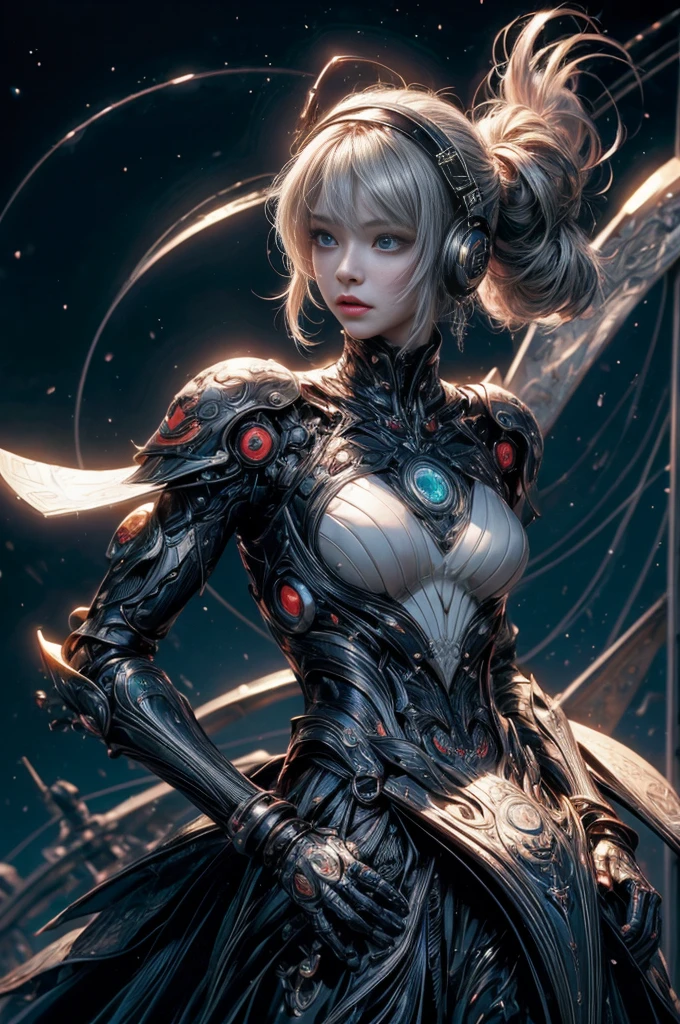 nfsw mechanism, Beautiful eyes, Upper body, (Mechanic Armor), Portrait、abyss、Shooting with a wide-angle lens, Lightning from Kaleidoscope Hand、flying though the air、flawless、Neon light, 8K, raw, Best Quality, masutepiece, 超A high resolution, Colorful, (medium wide shot), (Dynamic perspective), The whole picture、sharp focus , (depth of field f16), ighly detailedな目と顔,ninjartist, Trimmed gear:1.2), ((masutepiece, Best Quality)), Detailed background, Inside the spacecraft、Hold your weapon、Double exposure of a person and a spiral、(Gray hair)、blue eyes、dirty、bio luminescent、lots of crescent moons、Photographed with Canon R5, masterpiece, connected to the plug、spectrum、Space City、highly detailed beautiful porcelain profile female android face、Complex 3D rendering of a headset、cyborgs、Robot Parts、150mm、Beautiful studio soft lights、Rim Light、Vivid details、luxuriouscyberpunk、Ren Hao、surrealistic、Anatomical、Beautiful background of facial muscles、octan render、8K、top-quality、masterpiece、illustration、extremely delicate and beautiful、highly detailed、nfsw ,Unity ,wall-,magnifica, Attention to detail, masterpiece,top-quality,Official art,Highly detailed ticker Unity 8K wallpapers、、Silver Halmet、