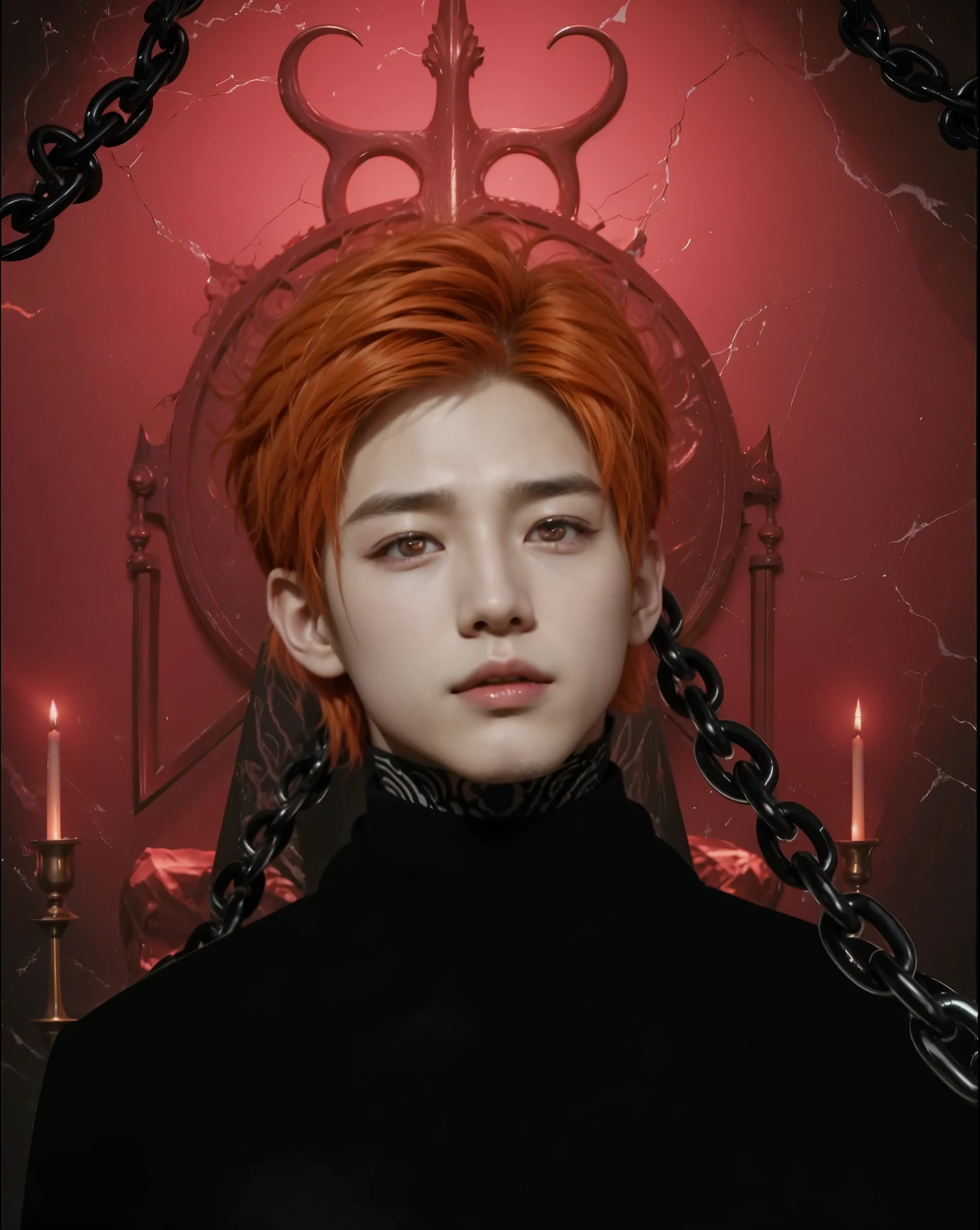 Hyunjun hur actor y idol de kpop mas realismo en el cabello y ropa hair orange