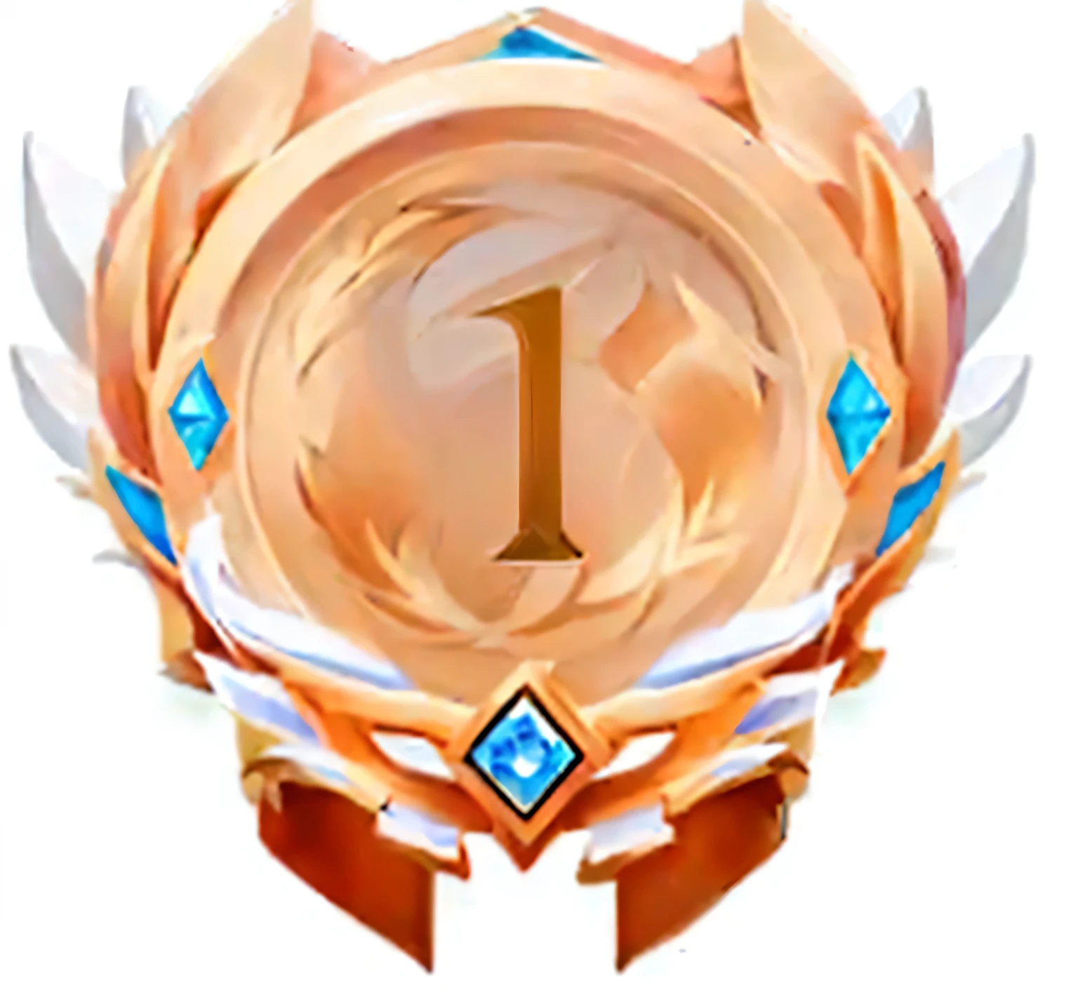 a close up of a medal with a number on it, League of Legends Champion, First Place, only 1 number, Capability Image, gold medal, medal, Symbol of wisdom, First Place, league of legends style, League of Legends style, Character Icon, Duelist Style, masterpiece, Epic Legend, From League of Legends, no medals