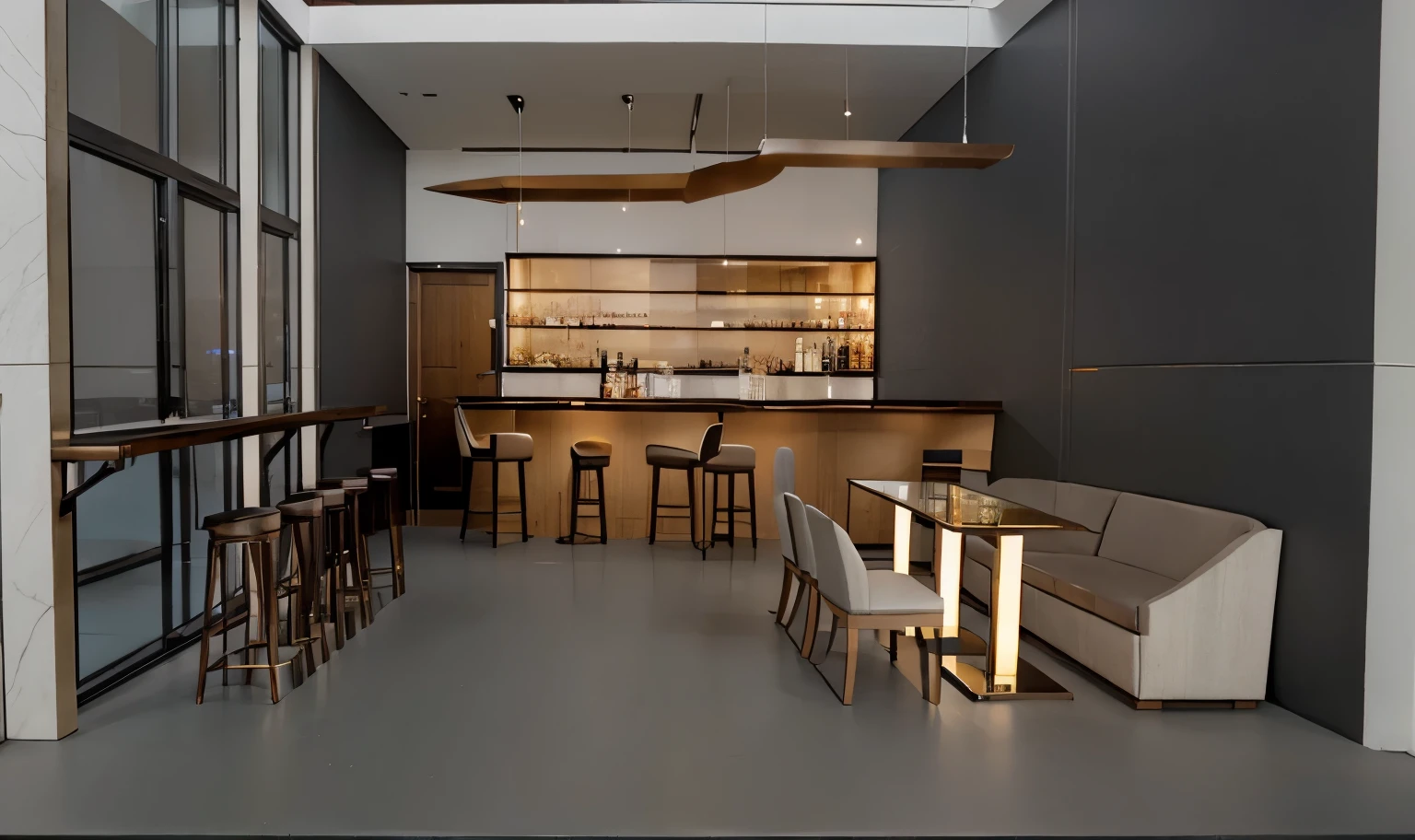 Luxury bar, tree, lighting,