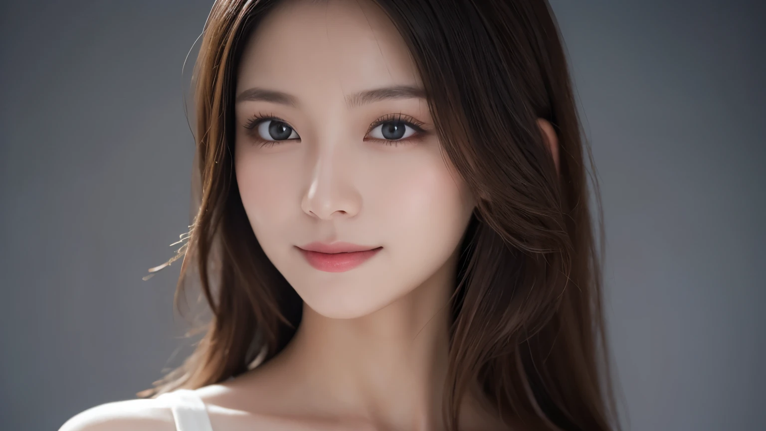 One Girl, (Wear trendy fashion:1.2), (RAW Photos, highest quality), (Realistic, Realistic:1.4), Tabletop, Very delicate and beautiful, Very detailed, 2k wallpaper, wonderful, In detail, Very detailedな CG Unity 8K 壁紙, Very detailedな, High resolution, Soft Light, Beautiful detailed girl, Looking into the camera、Very detailedな目と顔, Beautiful and detailed nose, Beautiful details, Long Hair, small, White clothes、White Background、Background is white、Cinema Lighting, Perfect Anatomy, Slender body, smile,