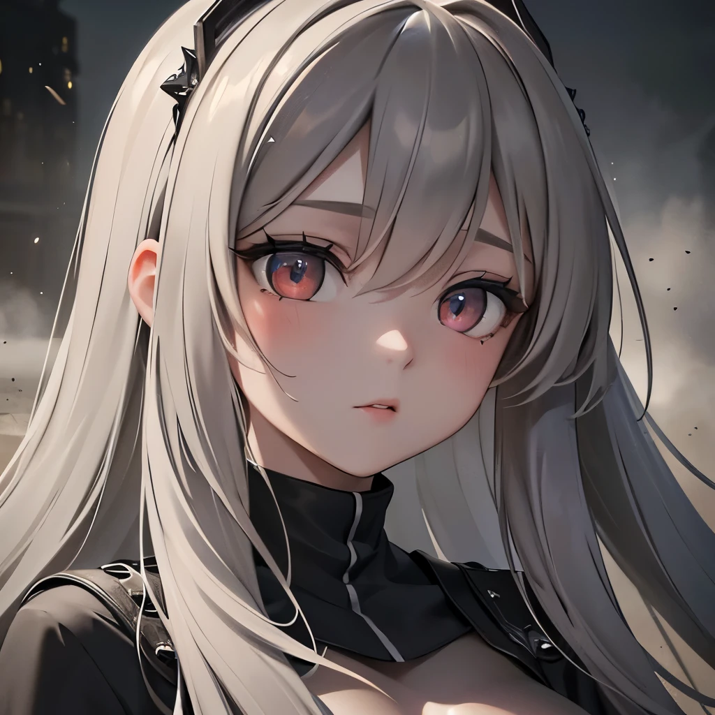 (masterpiece,best quality,ultra-detailed),1girl, large breast, glowing eyes,long hair,(((dust beauty girl))),beautiful and detailed face, detailed eyes,night,dust particles in the air,((grey theme)),((((dust theme)))),