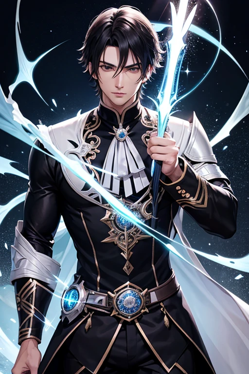 Handsome　White Knight　Black-haired man　anime　Sparkling　Asahi　Fantasy　Gothic　Long sleeve