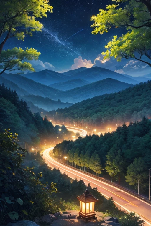 highest quality、landscape、night、Lush forest、Beautiful views