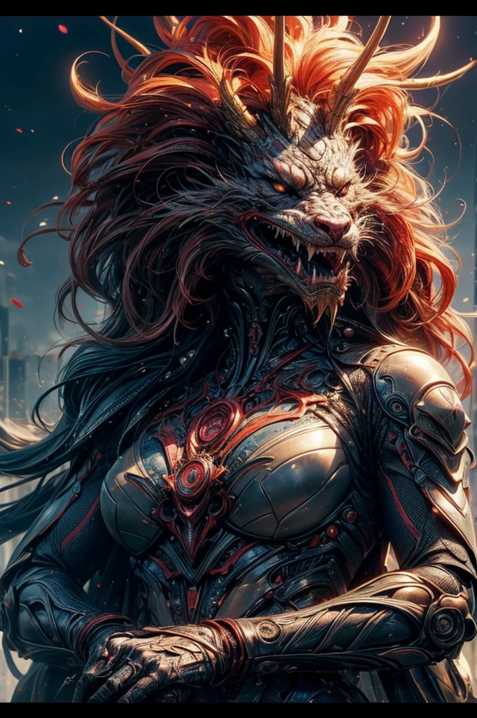Complex 3D rendering of [[a highly detailed head of a dragon]]、150mm、Beautiful studio soft lights、Rim Light、Vivid details、luxurious cyberpunk、Ren Hao、surrealistic、Anatomical、octan render、8K、top-quality、​masterpiece、illustration、extremely delicate and beautiful、highly detailed、Unity ,wall-,magnifica, Attention to detail, ​masterpiece, top-quality, Official art, Highly detailed ticker Unity 8K wallpapers、nfsw mechanism, abyss、Shooting with a wide-angle lens, Lightning from Kaleidoscope Hand、Neon light, 8K, raw, Best Quality, mastepiece, 超A high resolution, Colorful, (medium wide shot), (Dynamic perspective), The whole picture、sharp focus , (depth of field f16), highly detailedな目と顔, ninjartist, Trimmed gear:1.2), ((mastepiece, Best Quality)), Detailed background, Photographed with Canon R5, ​masterpiece
