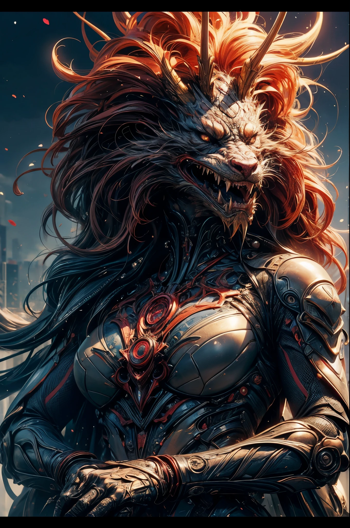 Complex 3D rendering of [[a highly detailed head of a dragon]]、150mm、Beautiful studio soft lights、Rim Light、Vivid details、luxurious cyberpunk、Ren Hao、surrealistic、Anatomical、octan render、8K、top-quality、​masterpiece、illustration、extremely delicate and beautiful、highly detailed、Unity ,wall-,magnifica, Attention to detail, ​masterpiece, top-quality, Official art, Highly detailed ticker Unity 8K wallpapers、nfsw mechanism, abyss、Shooting with a wide-angle lens, Lightning from Kaleidoscope Hand、Neon light, 8K, raw, Best Quality, mastepiece, 超A high resolution, Colorful, (medium wide shot), (Dynamic perspective), The whole picture、sharp focus , (depth of field f16), highly detailedな目と顔, ninjartist, Trimmed gear:1.2), ((mastepiece, Best Quality)), Detailed background, Photographed with Canon R5, ​masterpiece