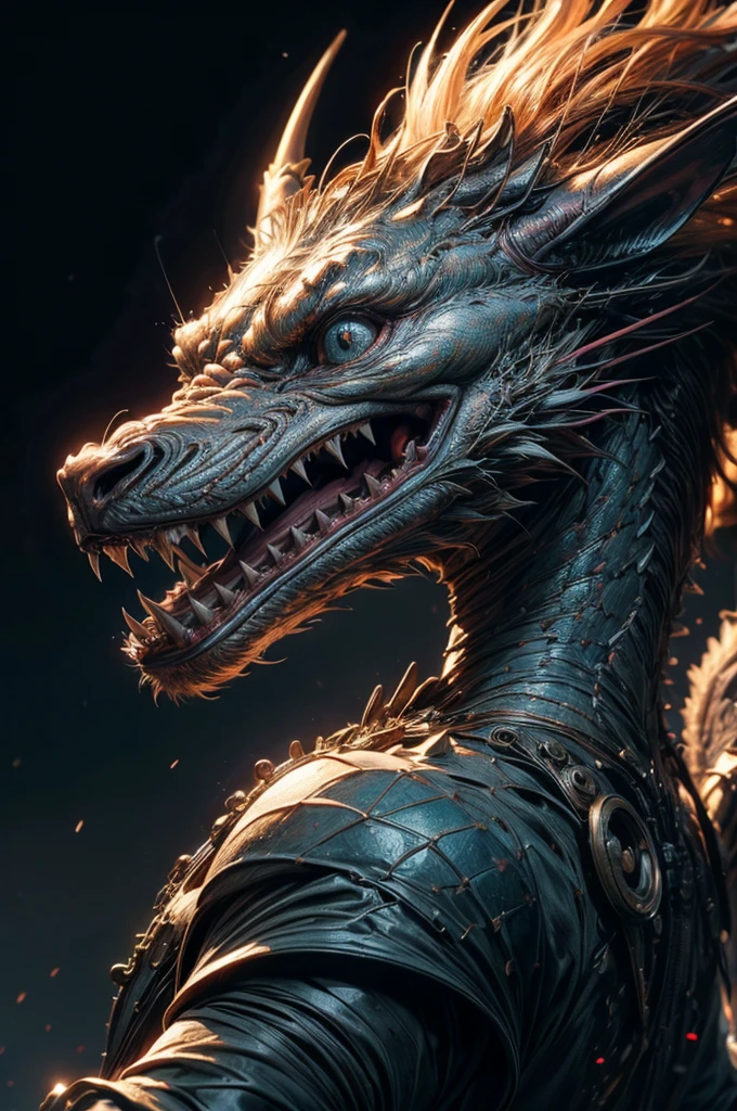 Complex 3D rendering of [[a highly detailed head of a dragon]]、150mm、Beautiful studio soft lights、Rim Light、Vivid details、luxurious cyberpunk、[[a highly detailed head of a dragon]]、surrealistic、Anatomical、octan render、8K、top-quality、​masterpiece、illustration、[[a highly detailed head of a dragon]]、highly detailed、Unity ,wall-,magnifica, Attention to detail, ​masterpiece, top-quality, Official art, Highly detailed ticker Unity 8K wallpapers、nfsw mechanism, abyss、Shooting with a wide-angle lens, Lightning from Kaleidoscope Hand、Neon light, 8K, raw, Best Quality, mastepiece, 超A high resolution, Colorful, (medium wide shot), (Dynamic perspective), The whole picture、sharp focus , (depth of field f16), highly detailedな目と顔, ninjartist, Trimmed gear:1.2), ((mastepiece, Best Quality)), Detailed background, Photographed with Canon R5, ​masterpiece