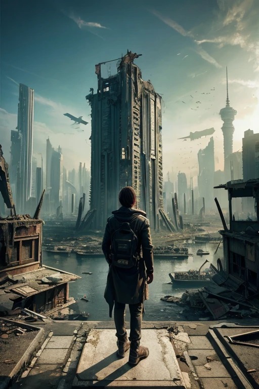 highest quality、A ruined futuristic city、dim、Surrealism