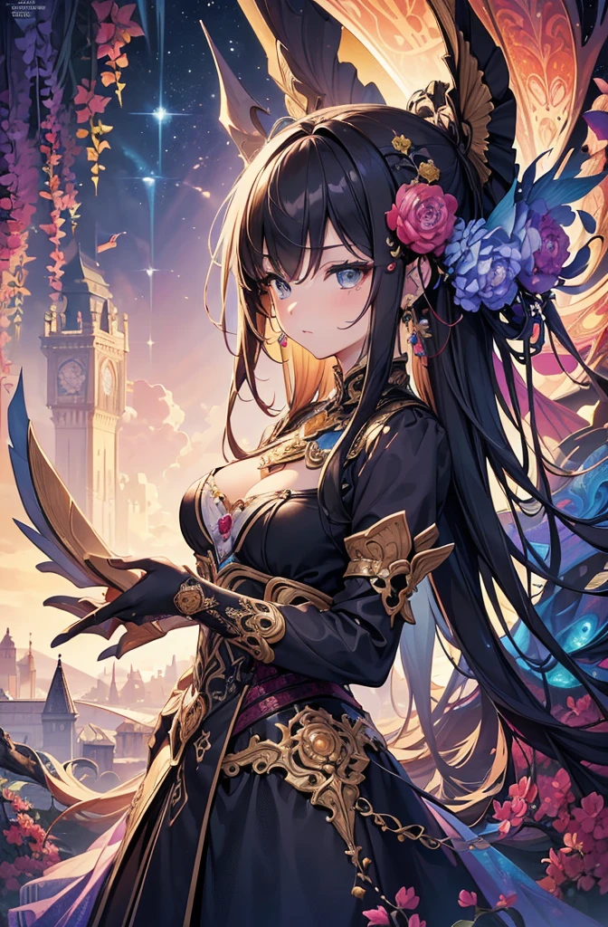 (masterpiece, top quality, best quality, official art, beautiful and aesthetic:1.2), (1girl),upper body, extreme detailed,(fractal art:1.3),colorful,highest detailed