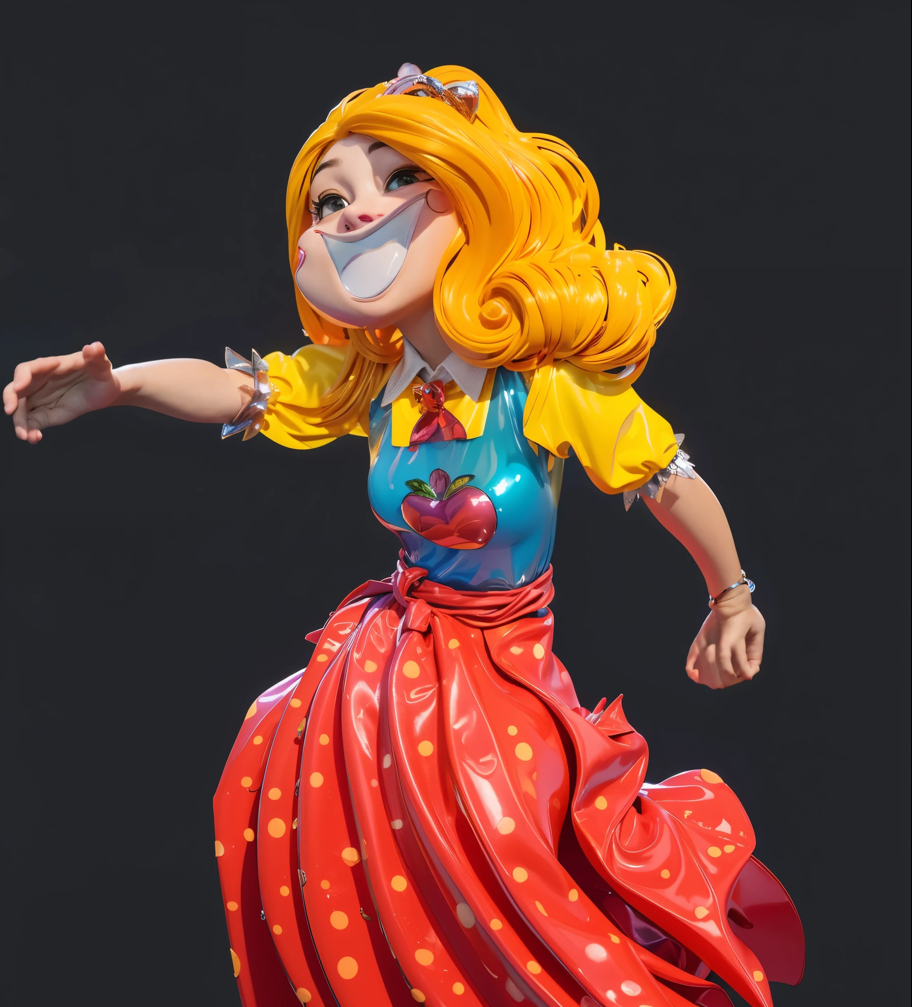 3d style, simplified design, 3d render, glossy texture, smooth 3d model, multiple light sources, rim light, sharp post effects render, (glossy plastic texture with multiple big light probe refractions), perfect cgi, smooth silhouette, high intensity refraction, (super glossy material), most beautiful vfx , blue background, plastic refractions, realistic, 4k, high resolution, rim light, photo shoot, commercial photo, profile shot, 4k, rim light, high resolution, 4k, glossy texture, smooth 3d model, multiple light sources, rim light, sharp post effects render, (glossy metallic texture with multiple big light probe refractions), perfect cgi, cgi art created only with gradients, smooth silhouette, high intensity refraction, (super glossy chrome material), most beautiful vfx, blue background, chrome metal refractions, multiple light sources, rim light, sharp post effects render, perfect cgi, digital art, detailed digital art, reflective, best quality, 4k, masterpiece:1.2, ultra-detailed, realistic, vivid colors, dark and moody lighting, The image of the highest quality, ensuring every detail is showcased perfectly. It in 4k resolution, allowing viewers to immerse themselves in the richness of the colors and intricate details. The realistic rendering. under the spotlight, reflecting, high-resolution image, realistic rendering, dark background, and rim light photorealistic The image features three characters standing in front of three houses. The characters are a red-haired mermaid, a purple cat, and an orange dog. They are each holding a yellow maraca
