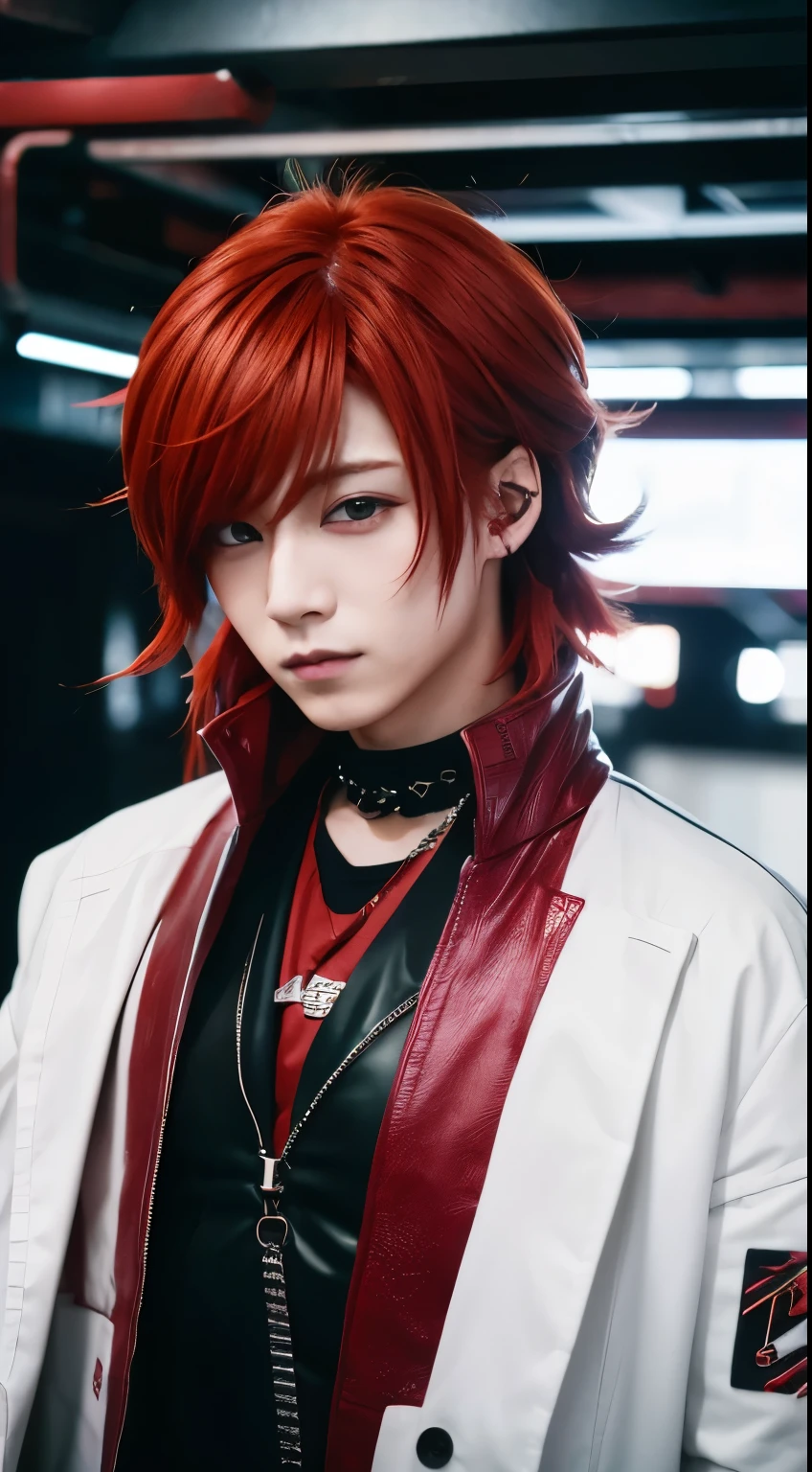 Men's Underground Idol、Red hair gradient、make、Visual Kei、cyber punk、boy、Fuwa-chan