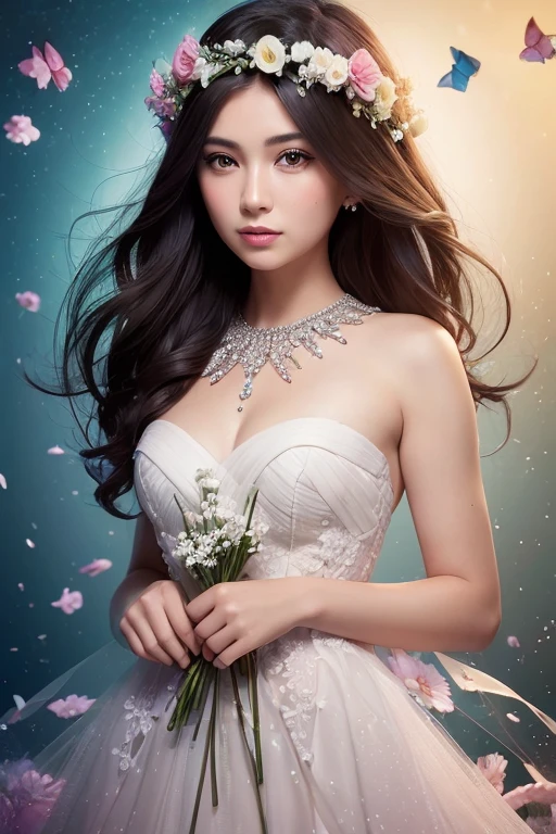 (beautiful woman with a bouquet of flowers:1.3), (digital artwork), (double exposure style:1.3),
BREAK
(abstract Cubism, Geometrization:1.3), digital art, white background,
(wearing Dresses that turn into particles in pieces.:1.2), multiple colorful flowers,
BREAK
(wearing Dresses turning into particles of light:1.2), multiple colorful flowers,
BREAK
Best quality,