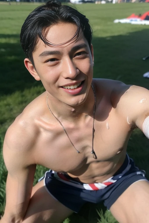 Boy on rugby field,sweat leggs,Photos during exercise, topless masculine,Exquisite facial features,virile,musculature,rich facial detail((wearing micro thong ))closeup cleavage , sexy , NSFW. ,eroticism , erect nipples. Long hard nipples , swollen nipples , full length shot(fls) , sexy ,NSFW , eroticism , blushed face , kneeling Infront my crotch , ((pov my crotch)) , grins, handsome boy , look up , smile , drooling, 🤤, (((overflows white liquids on face))) , facial cum on face
