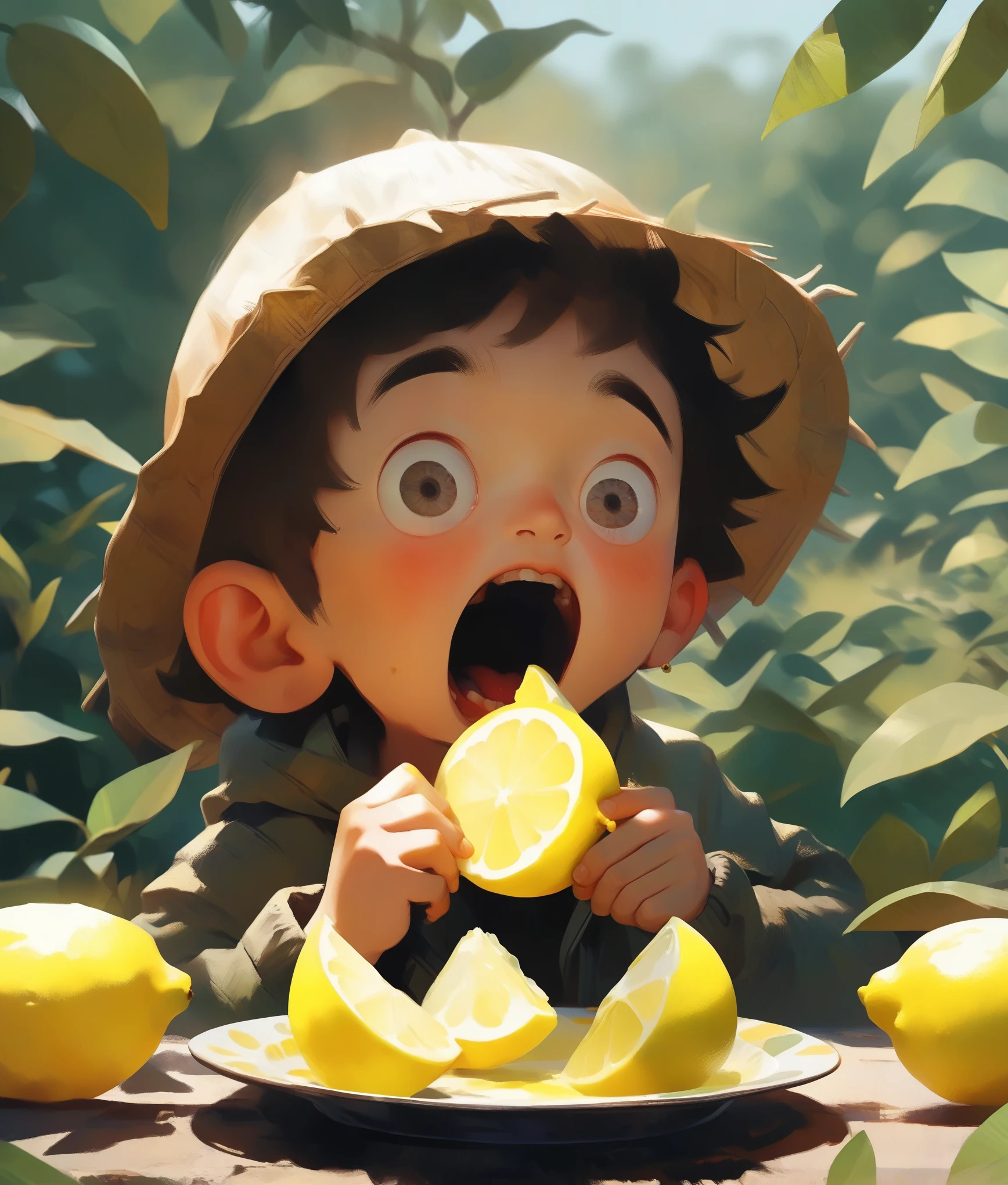 Boy eating lemon, Outdoor Park Rating_8_up