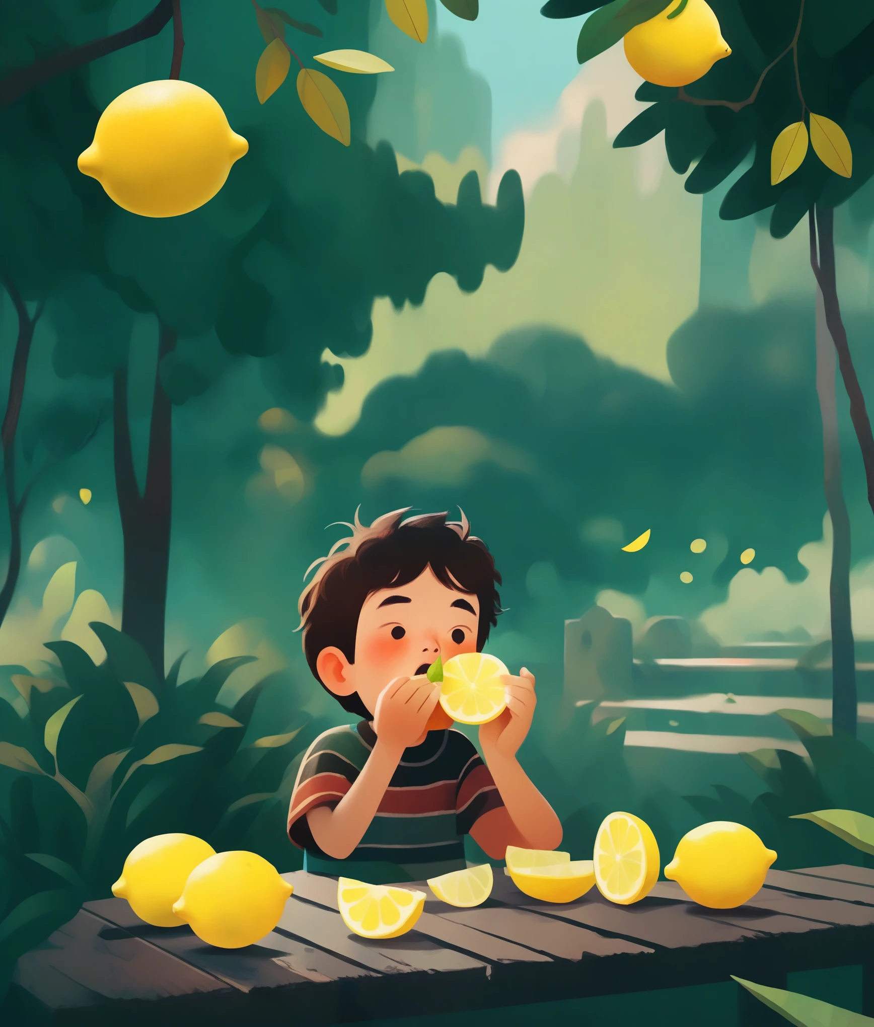 Boy eating lemon, Outdoor Park Rating_8_up