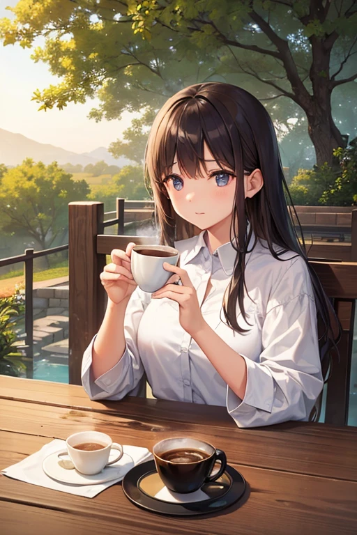 peace of mind,Calmness,A breather,Drink coffee,girl