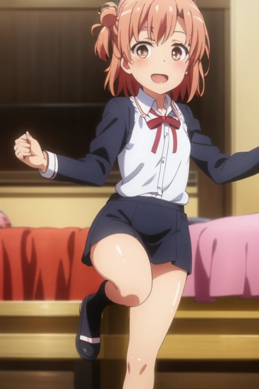Koizumi_hanayo,Official Art,uniform,Drenched in sweat,Sweaty, Heavy breathing,Red face,Dull Hair,Disgust,anger, Are standing , Exposed armpits, Exposed crotch, Exposed groin, Exposed pubic bone,Ahoge,((Skirt lift up)),Panties in full view