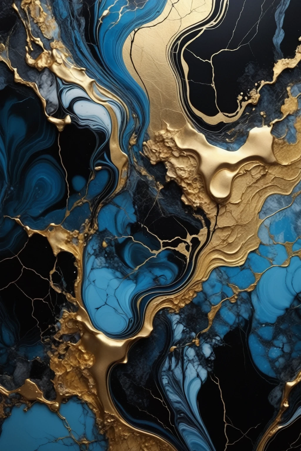 a beautiful abstract marble texture, with colors of black, blue and gold, highly detailed, intricate design, marble material, BY Anne Bachelier,