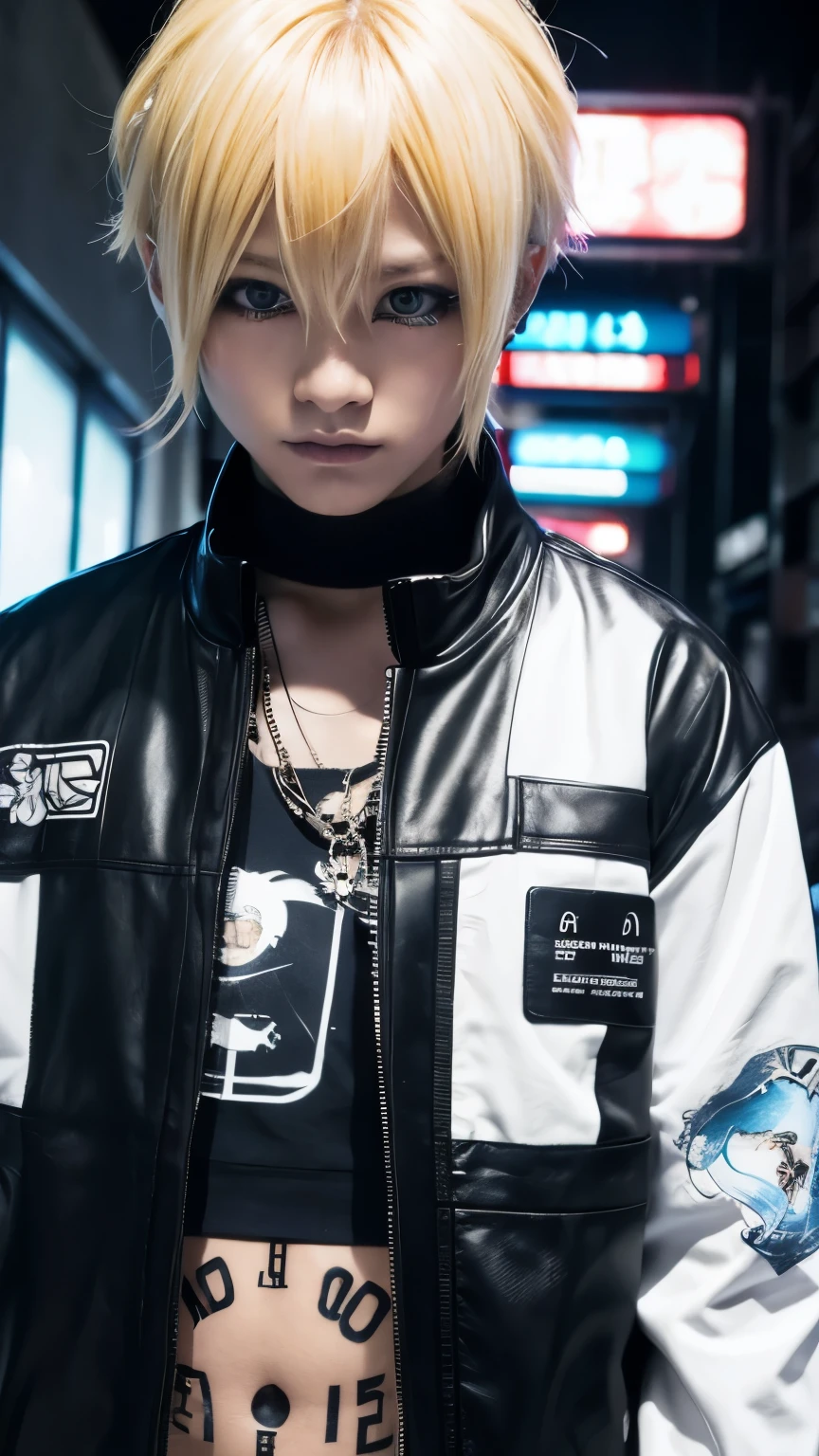 Men's Underground Idol、Blonde gradient、make、Visual Kei、cyber punk、boy、Tattoo