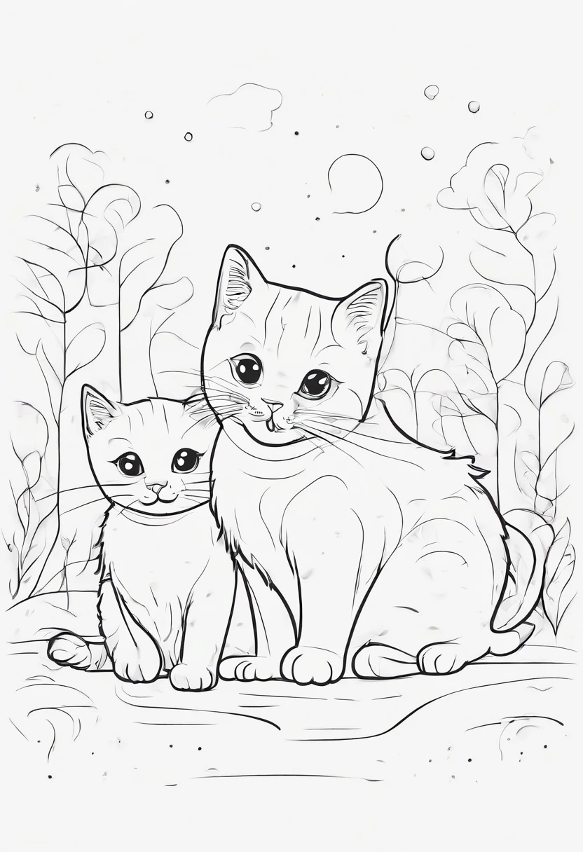 Three cute happy kitten, full body, playing in park, funny. Play with woolball