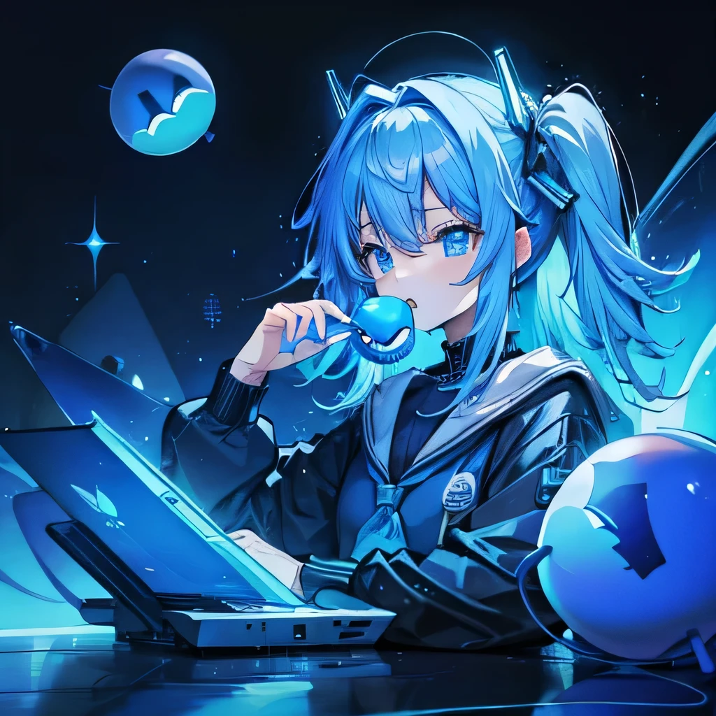 Cyberspace、Blue Pac-Man eating a blue ball